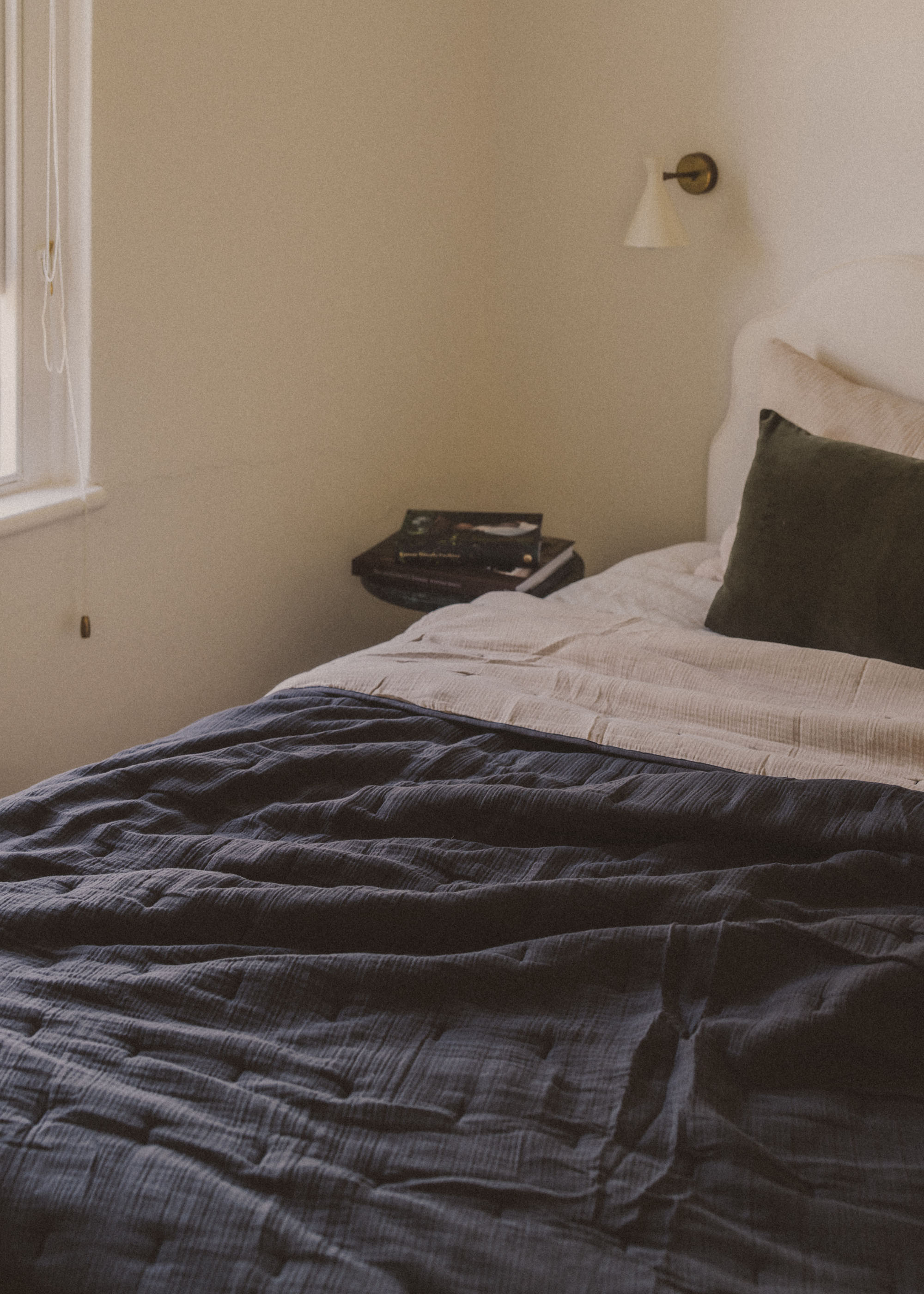 Enes Quilted Bed Cover | Charcoal