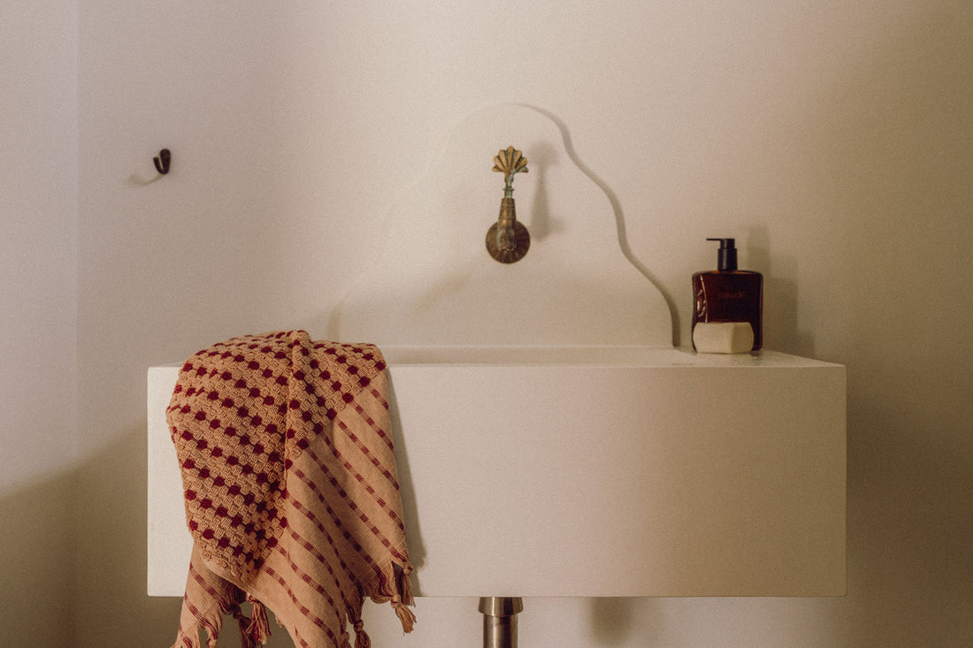 Chickpea Bath Sheet Bundle | Truffle/Burgundy - - - Saardé - Saardé.