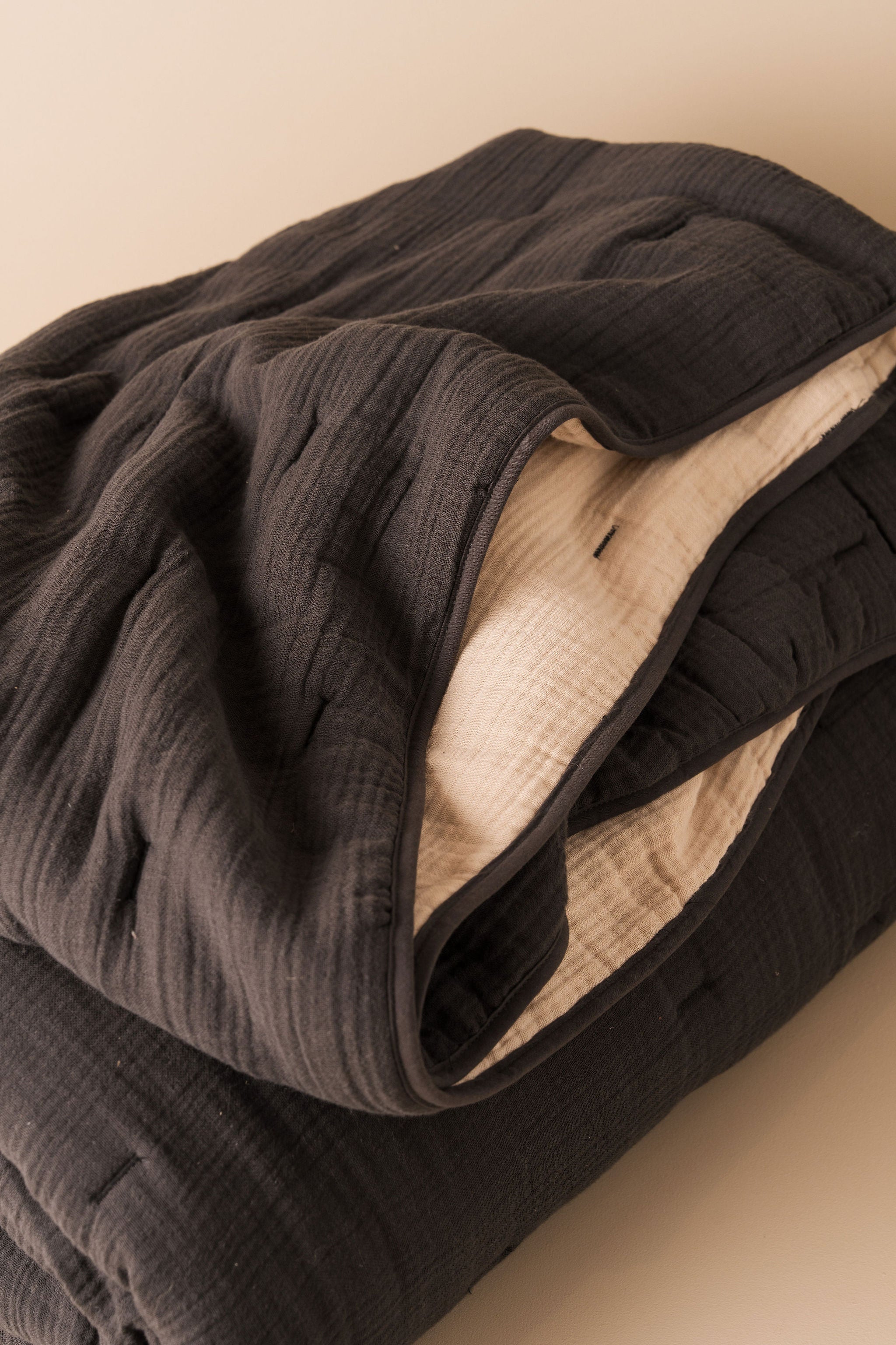 Enes Quilted Bed Cover | Charcoal