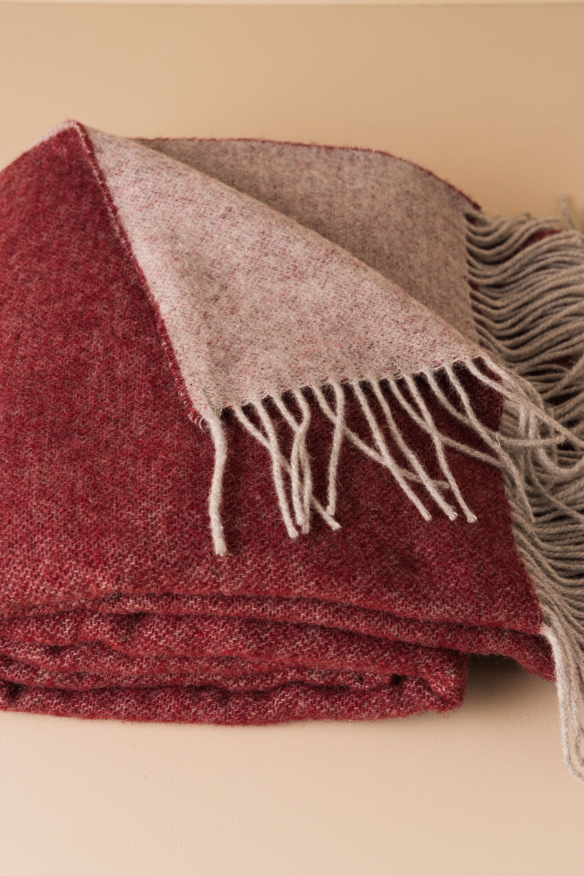 Merino Wool Throw | Burgundy/Grey - - - Saardé - Saardé.