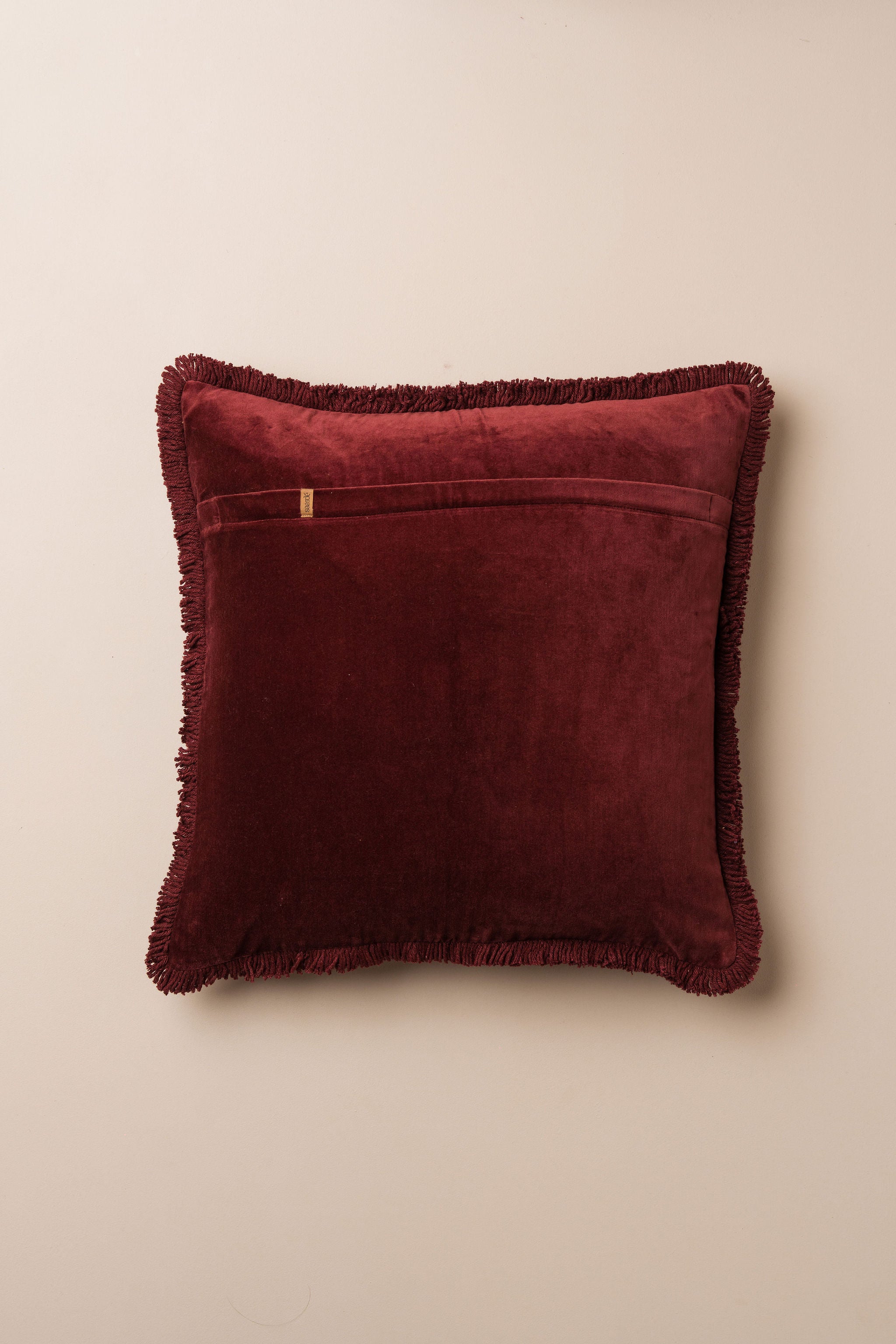 Velvet Fringed Cushion | Burgundy