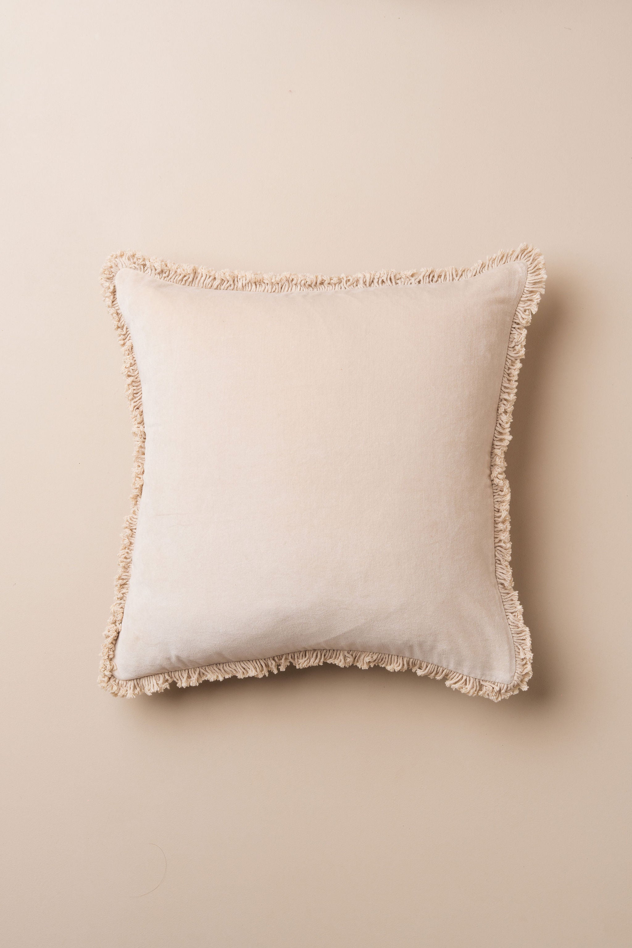Velvet Fringed Cushion | Clay