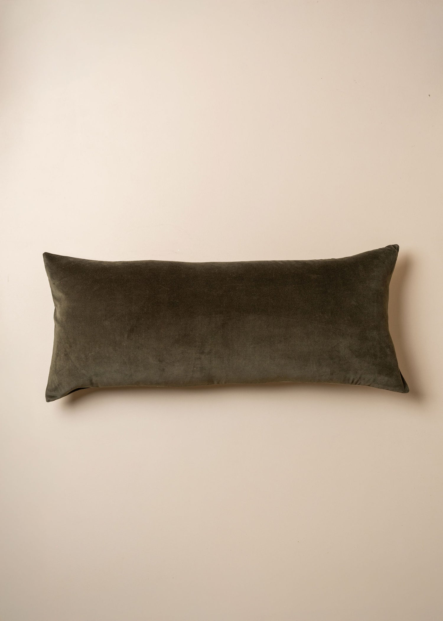 Linen/Velvet Bolster Cushion | Dark Olive - - - Saardé - Saardé.
