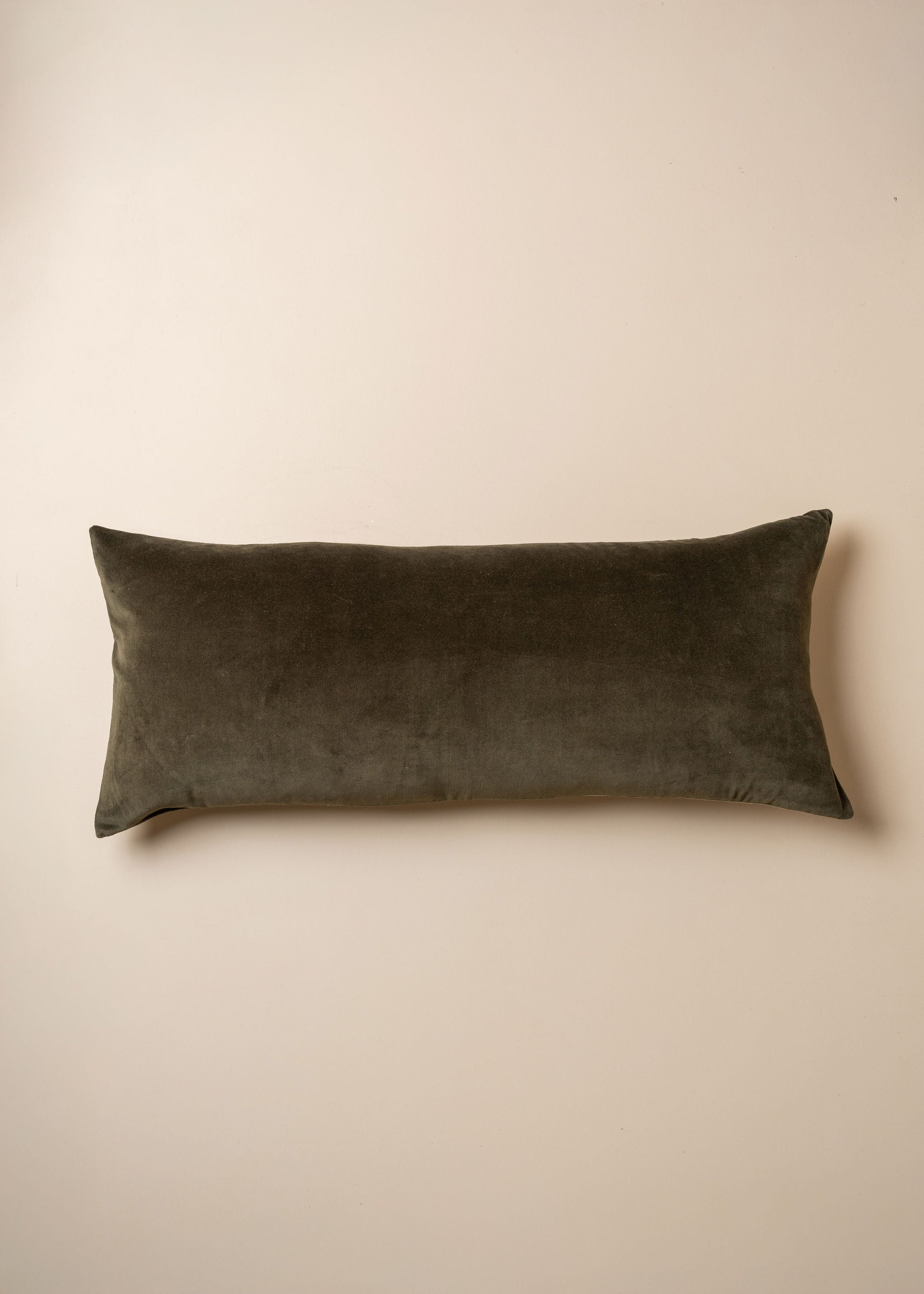 Linen/Velvet Bolster Cushion | Dark Olive - - - Saardé - Saardé.