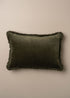 Velvet Fringed Cushion | Dark Olive - Lumbar - Lumbar - Saardé - Saardé.