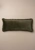 Velvet Bolster Fringed Cushion | Dark Olive - - - Saardé - Saardé.