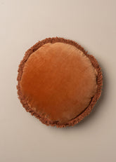 Velvet Round Fringed Cushion | Terracotta - - - Saardé - Saardé.
