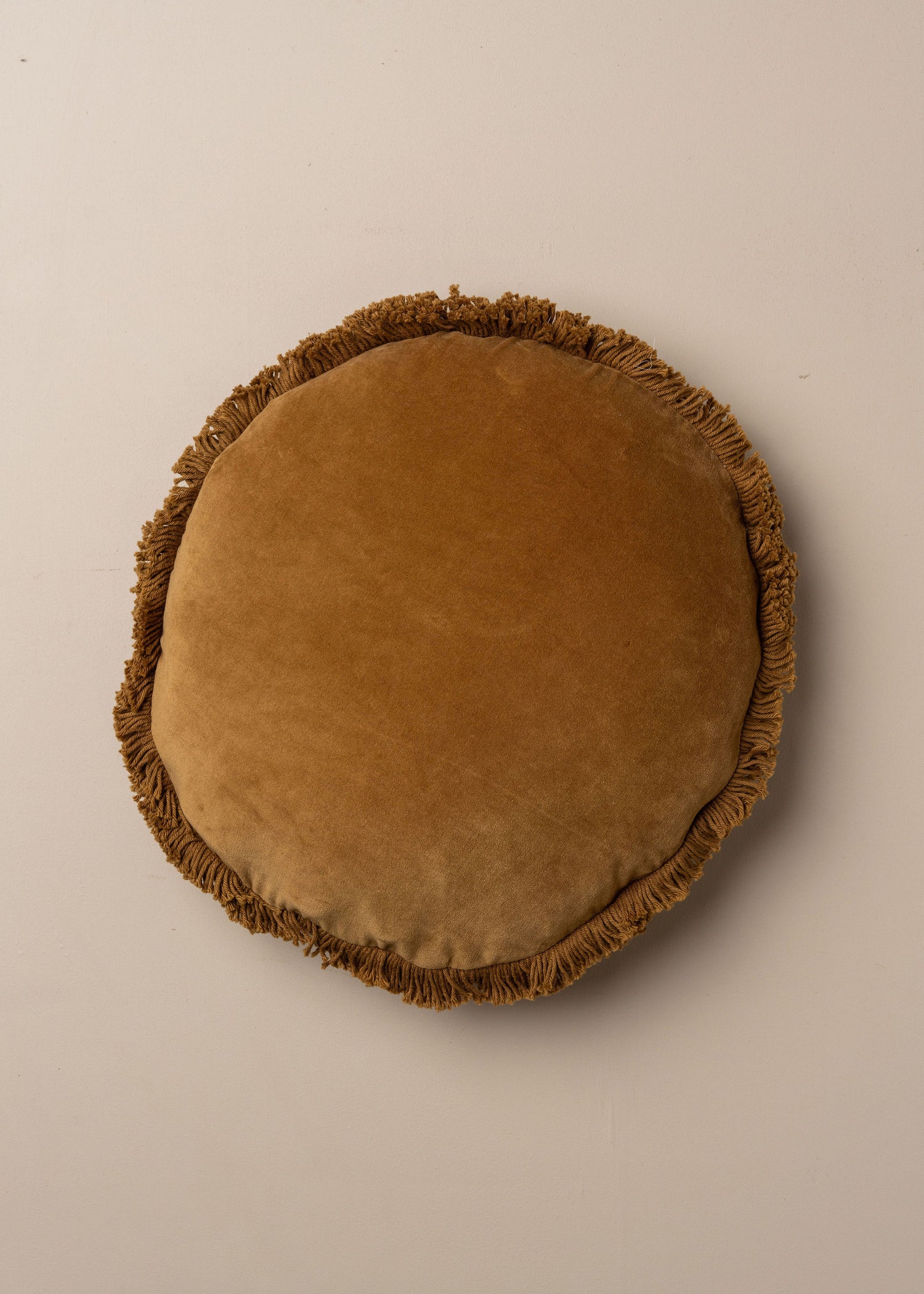 Velvet Round Fringed Cushion | Nutmeg - - - Saardé - Saardé.