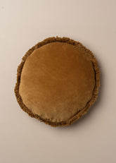 Velvet Round Fringed Cushion | Nutmeg - - - Saardé - Saardé.