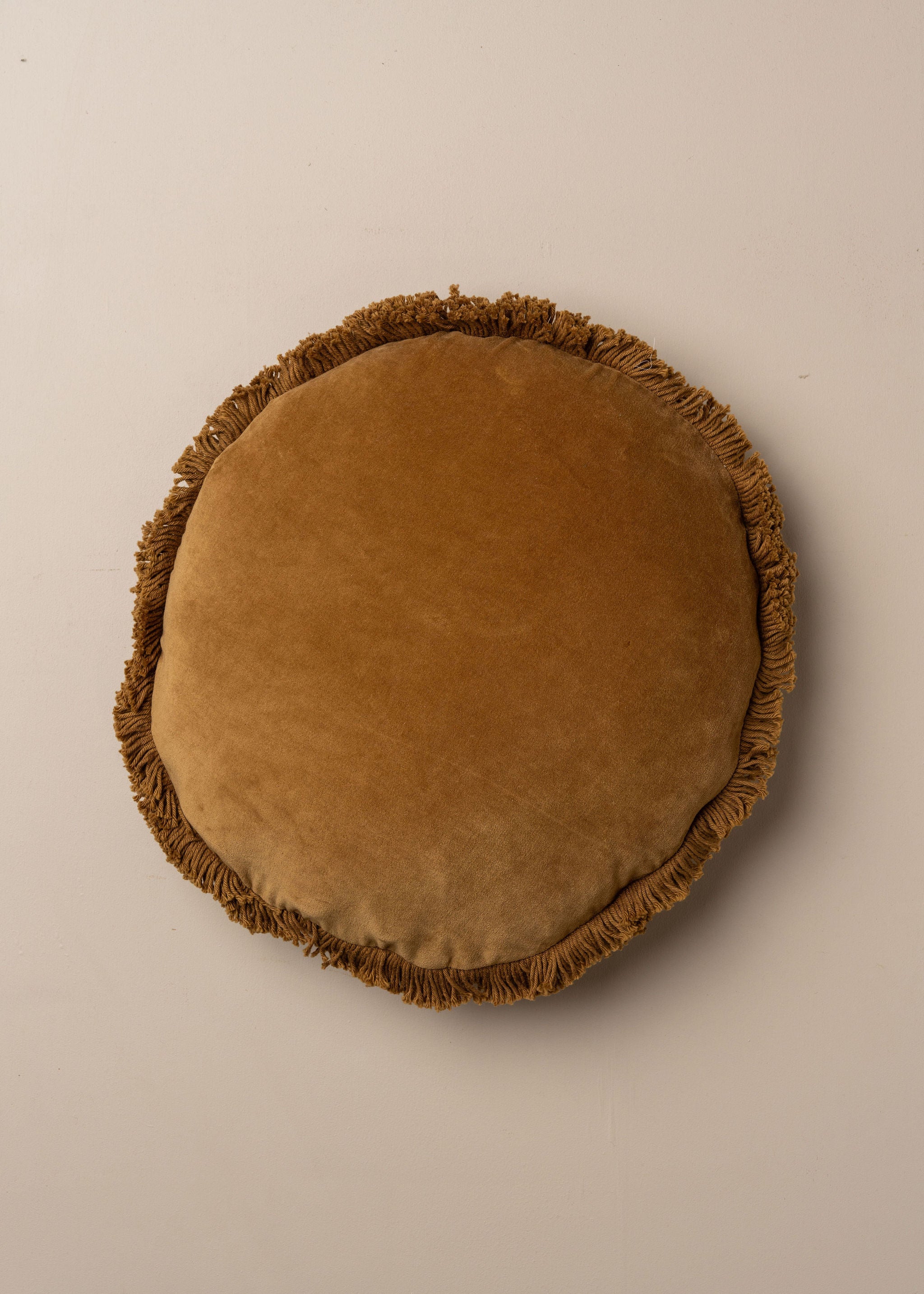 Velvet Round Fringed Cushion | Nutmeg - - - Saardé - Saardé.