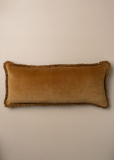 Velvet Bolster Fringed Cushion | Nutmeg - - - Saardé - Saardé.