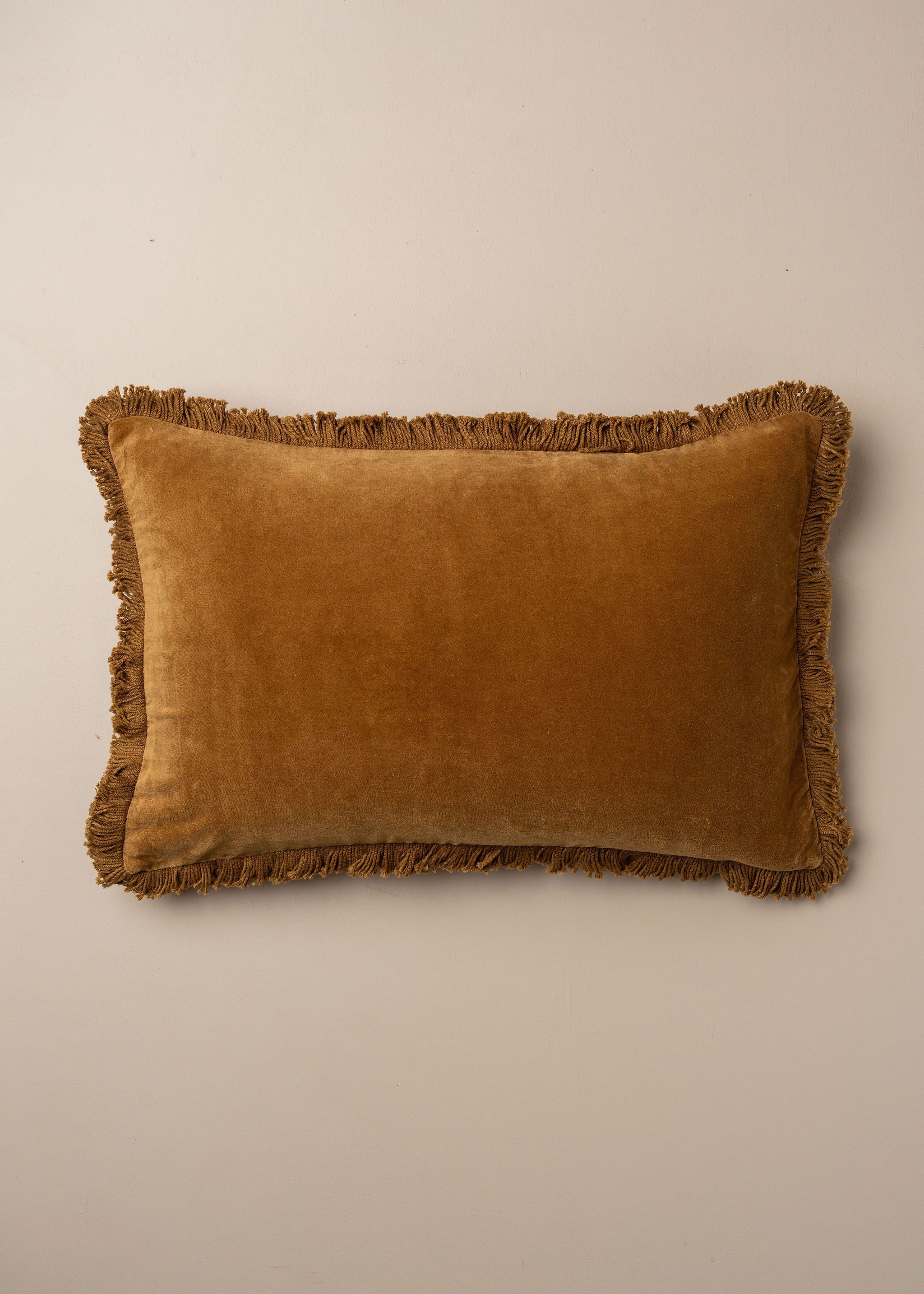 Velvet Fringed Cushion | Nutmeg - - - Saardé - Saardé.