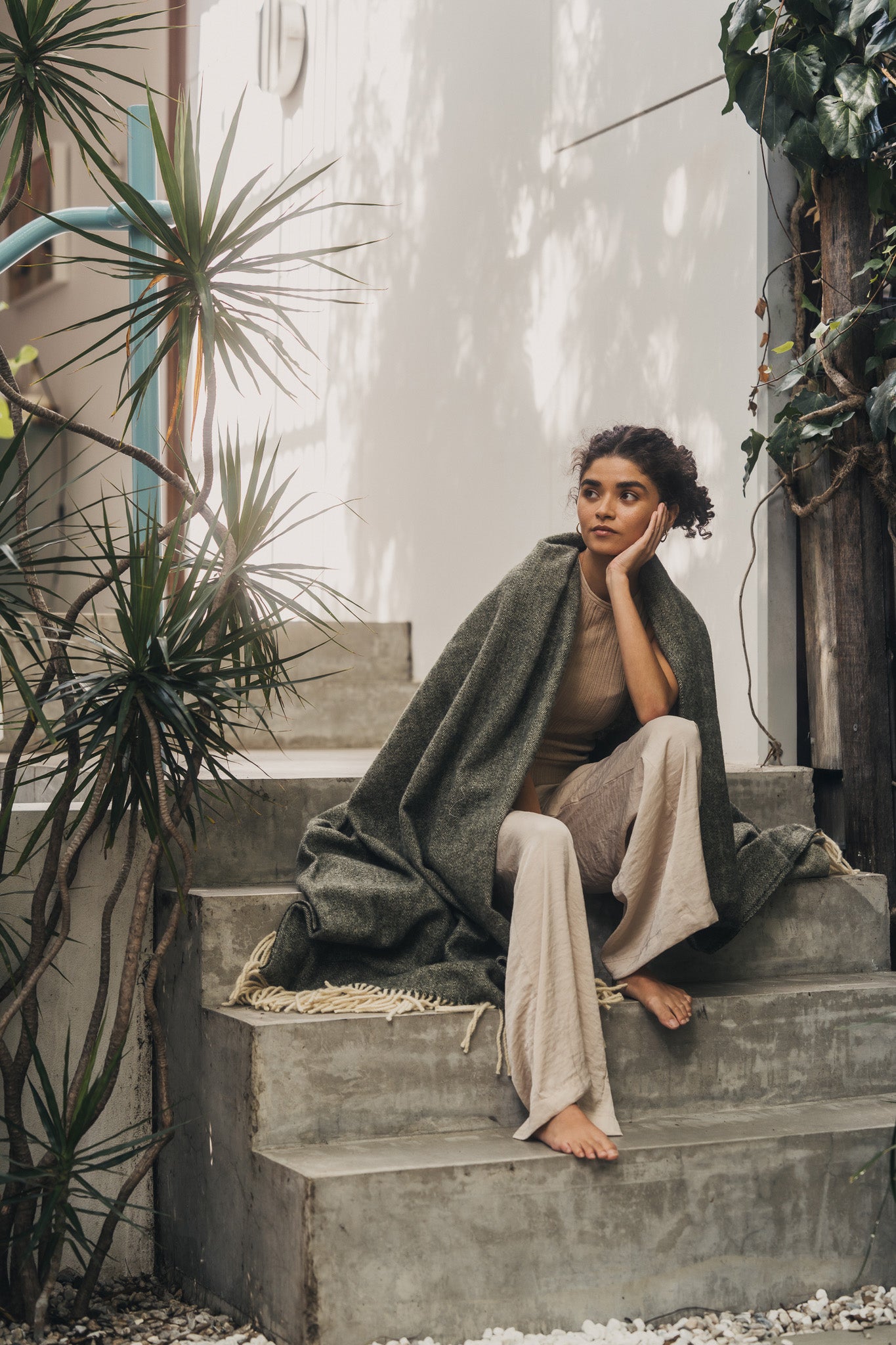 Serra da Estrela Wool Throw & Bed Cover | Olive - - - Saardé - Saardé.