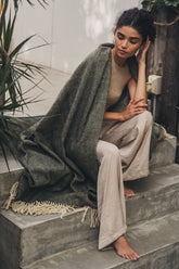 Serra da Estrela Wool Throw & Bed Cover | Olive - - - Saardé - Saardé.