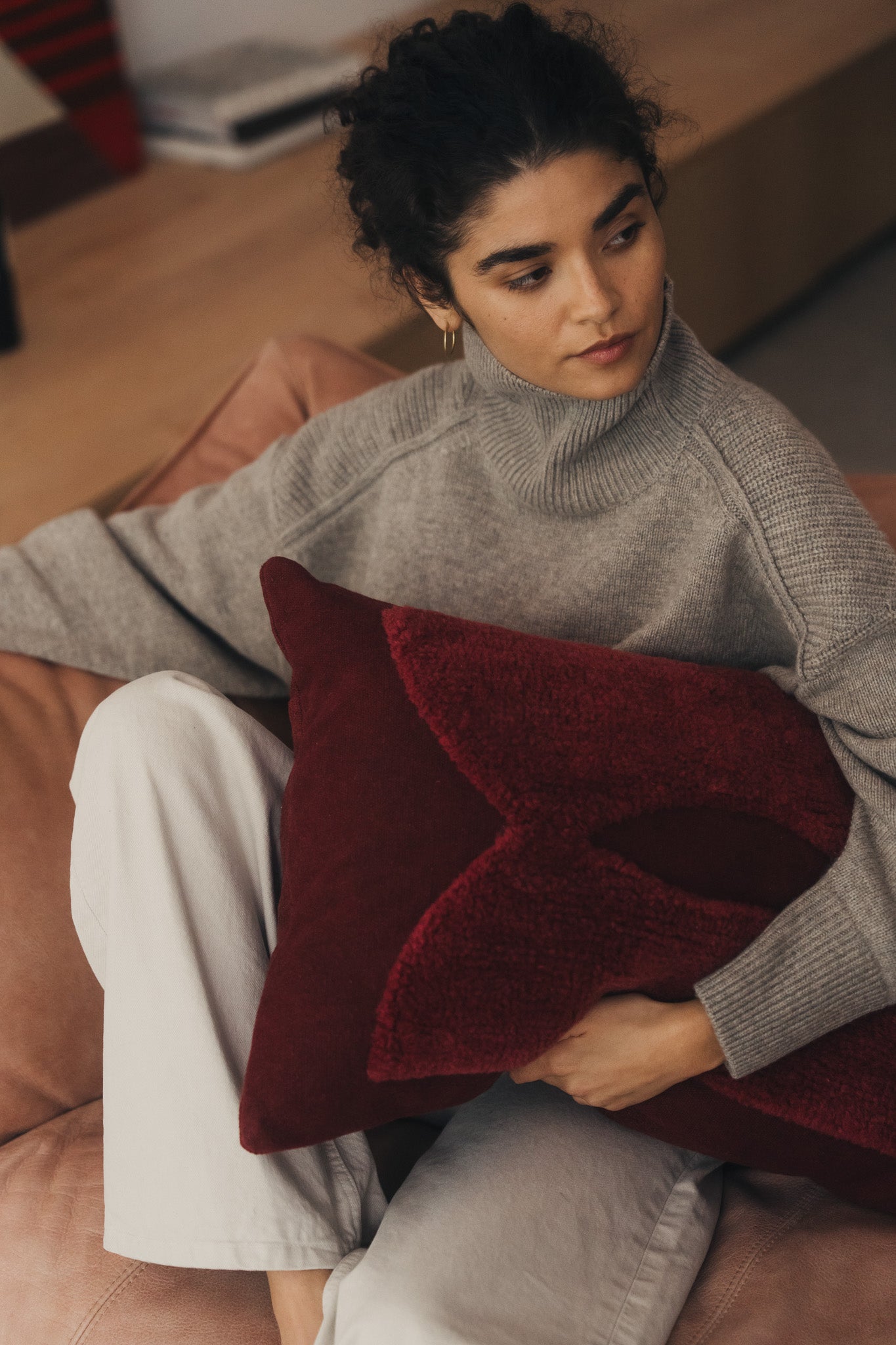 Abstract Lumbar Cushion | Burgundy - - - Saardé - Saardé.