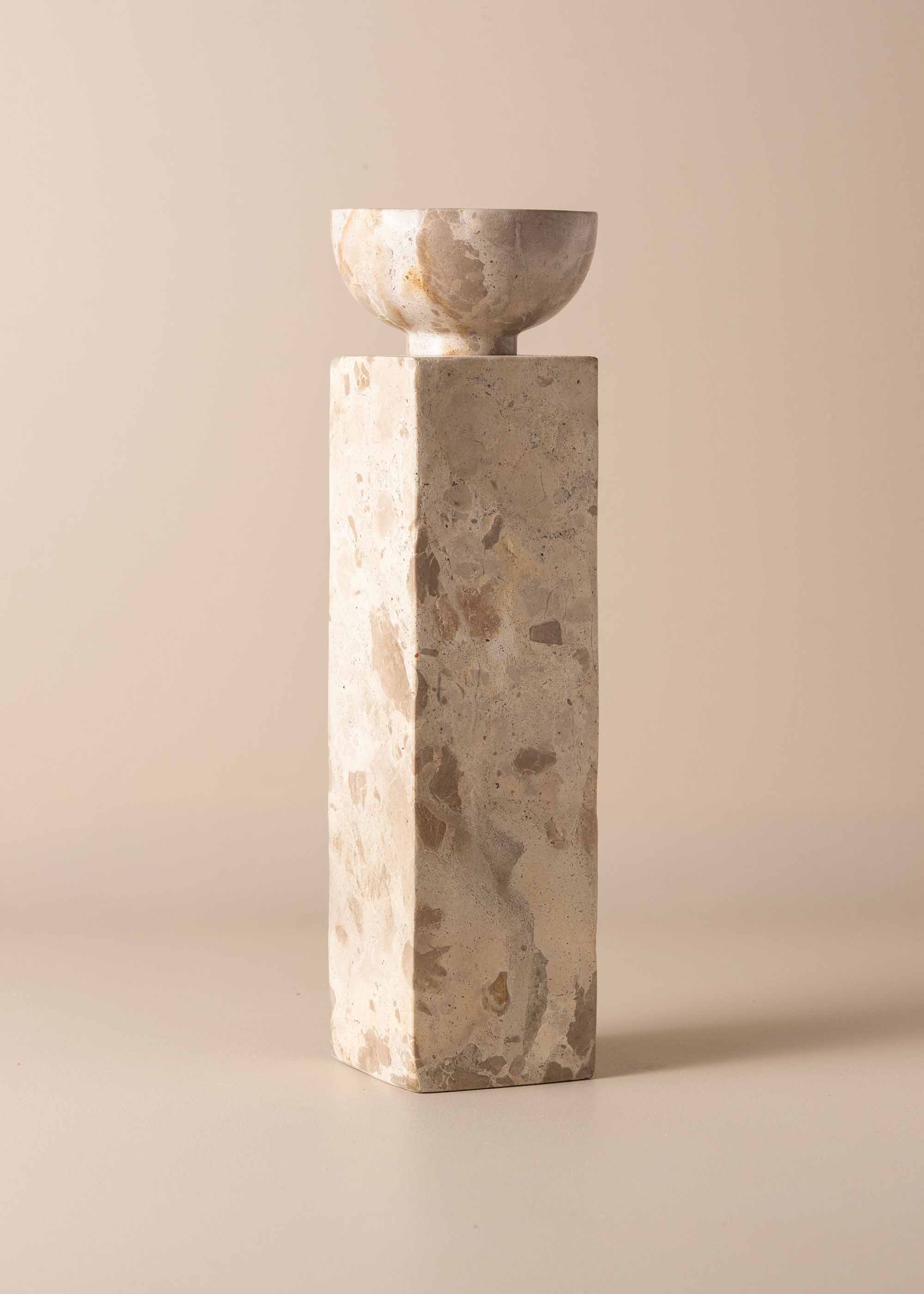 Opus Large Marble Candle Holder | Nougat - - - Saardé - Saardé.