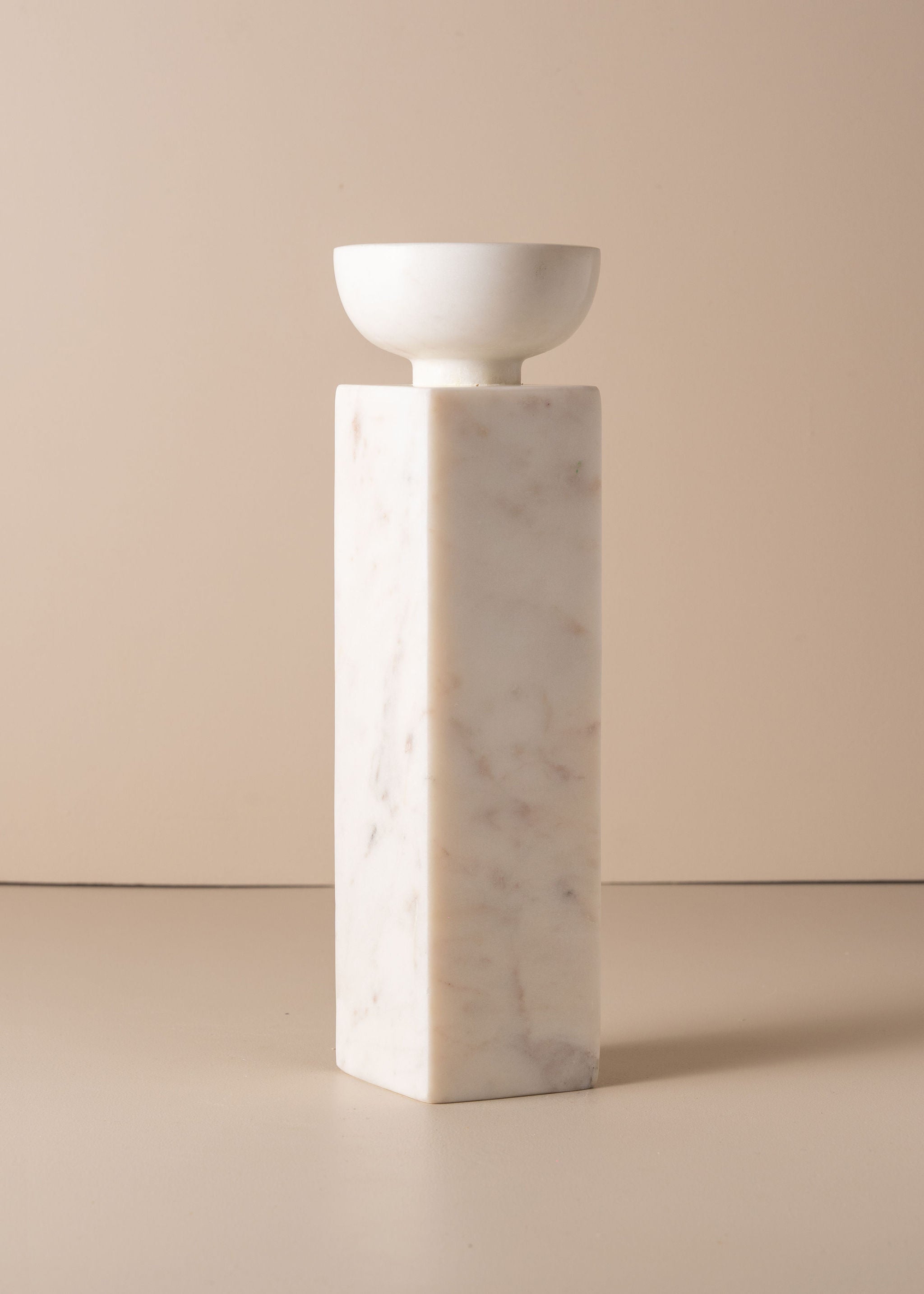 Opus Large Marble Candle Holder | White - - - Saardé - Saardé.