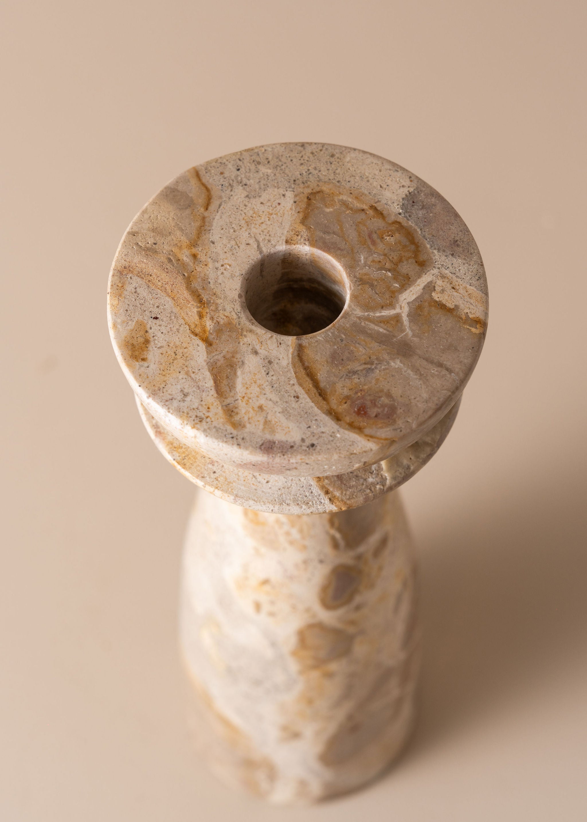 Opus Medium Marble Candle Holder | Nougat - - - Saardé - Saardé.