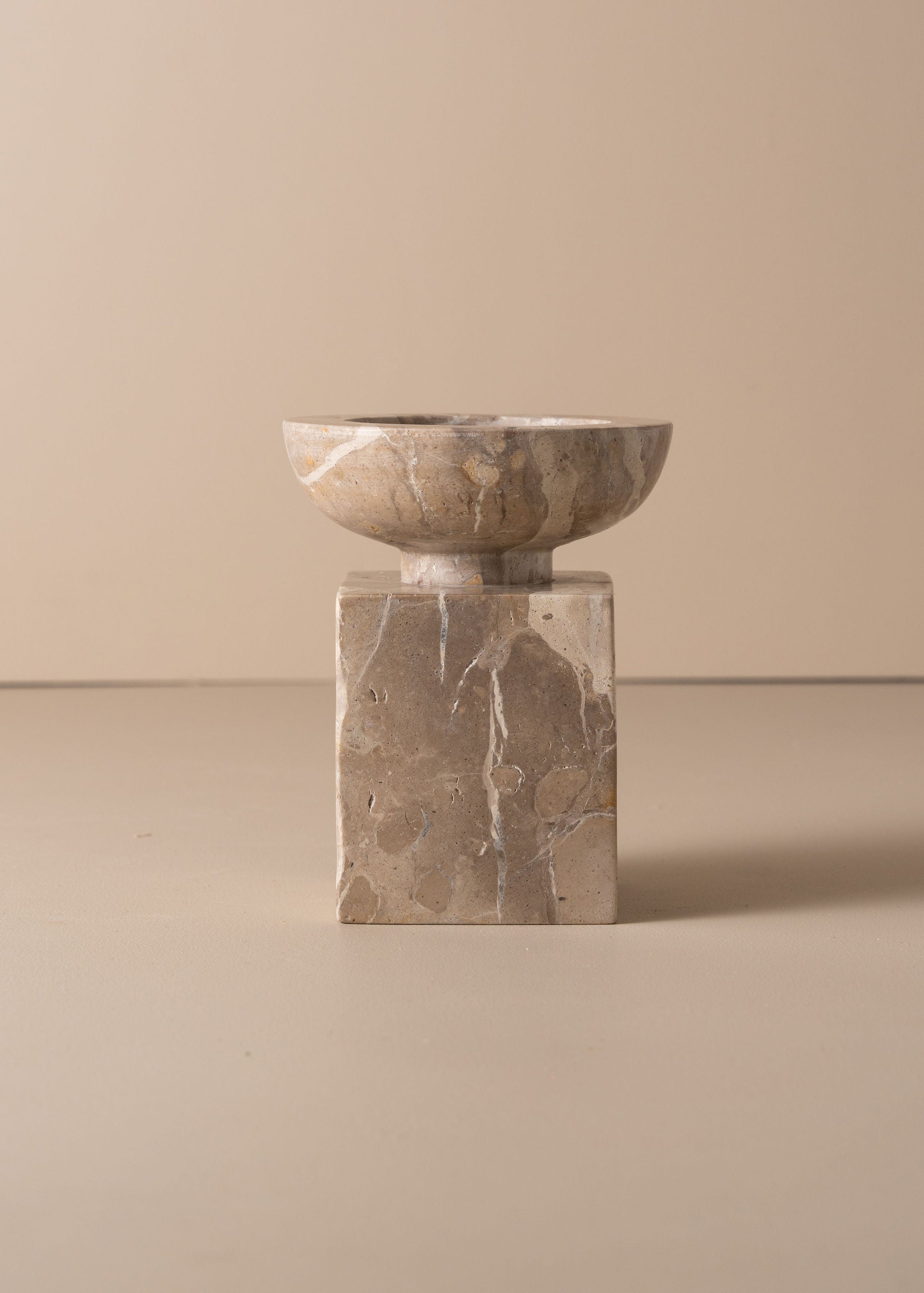 Opus Small Marble Candle Holder | Nougat - - - Saardé - Saardé.