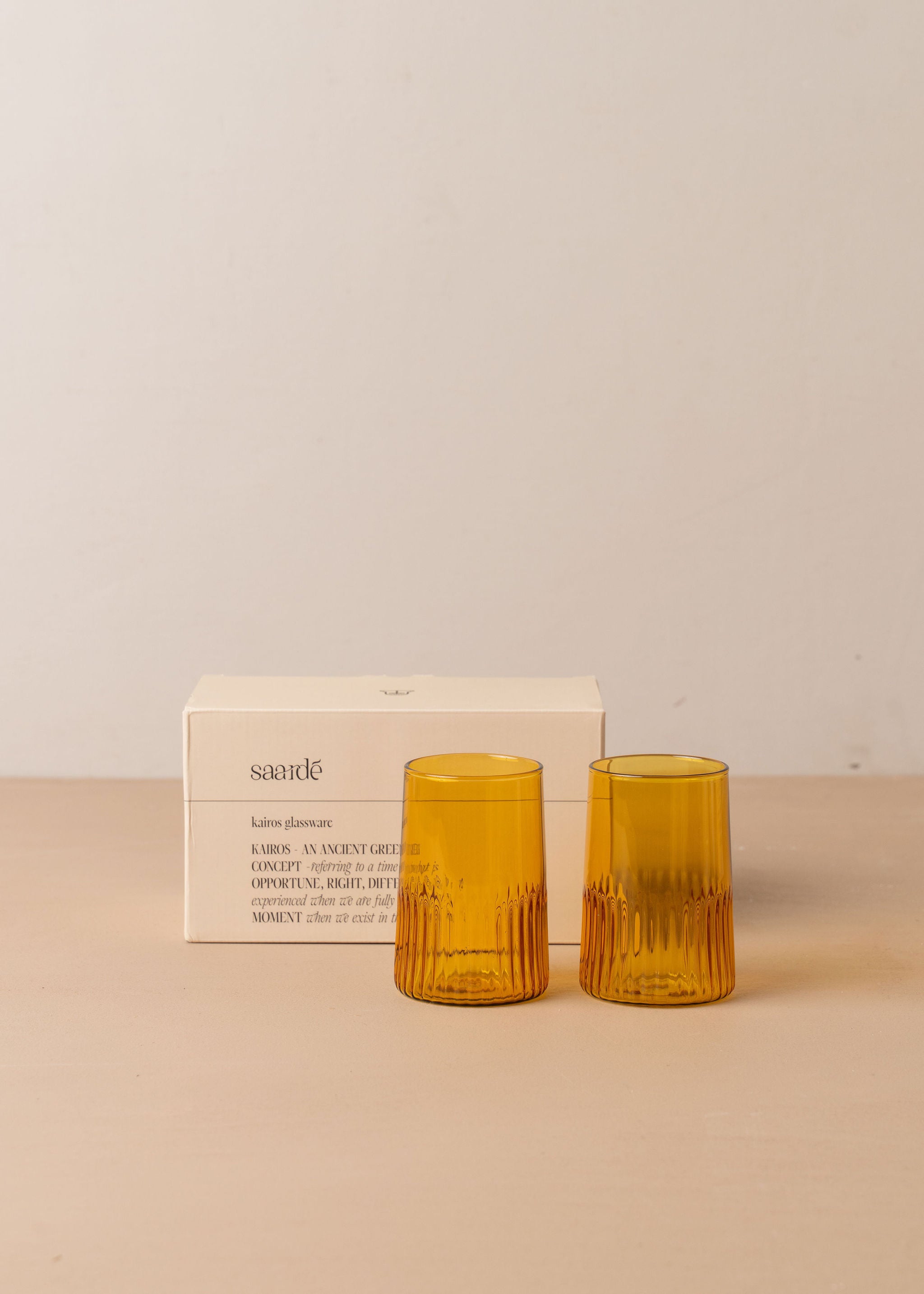 Kairos Large Water Glass | Yellow Topaz | Set of 2 - - - Saardé - Saardé.