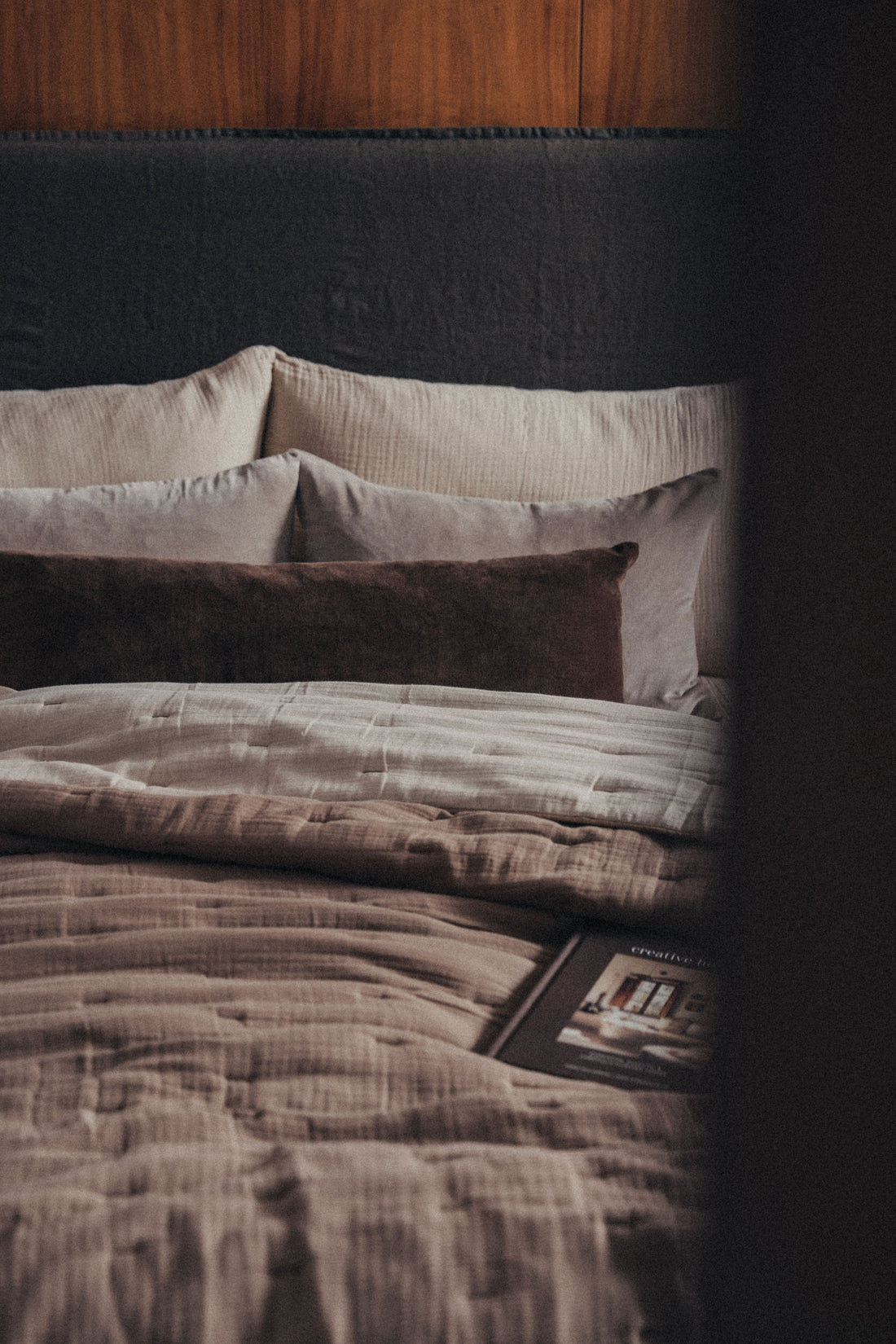 Velvet Bolster Cushion | No Fringe | Chocolate - - - Saardé - Saardé.