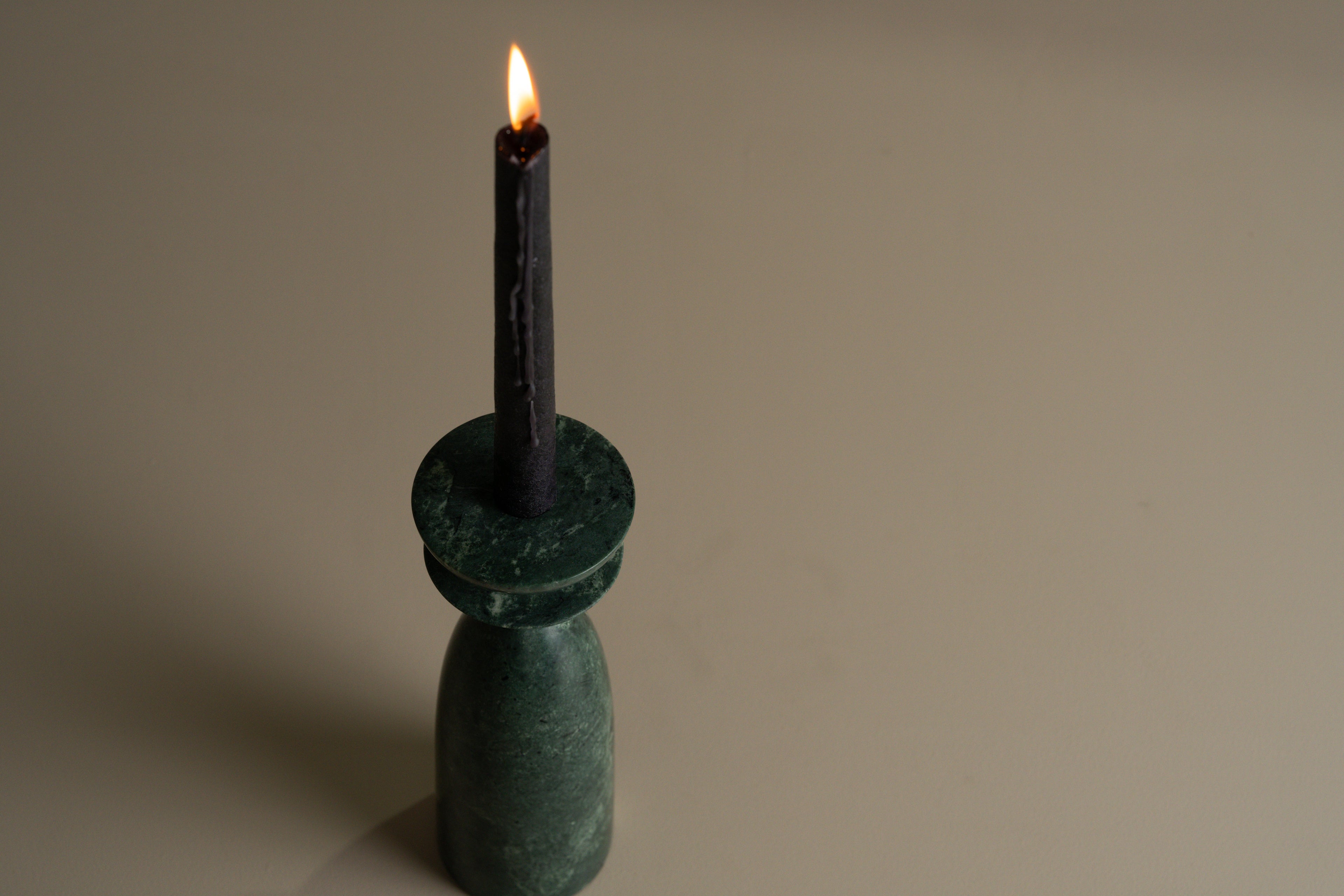 Opus Medium Marble Candle Holder | Green - - - Saardé - Saardé.