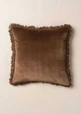 Velvet Fringed Cushion | Chocolate - Square - Square - Saardé - Saardé.