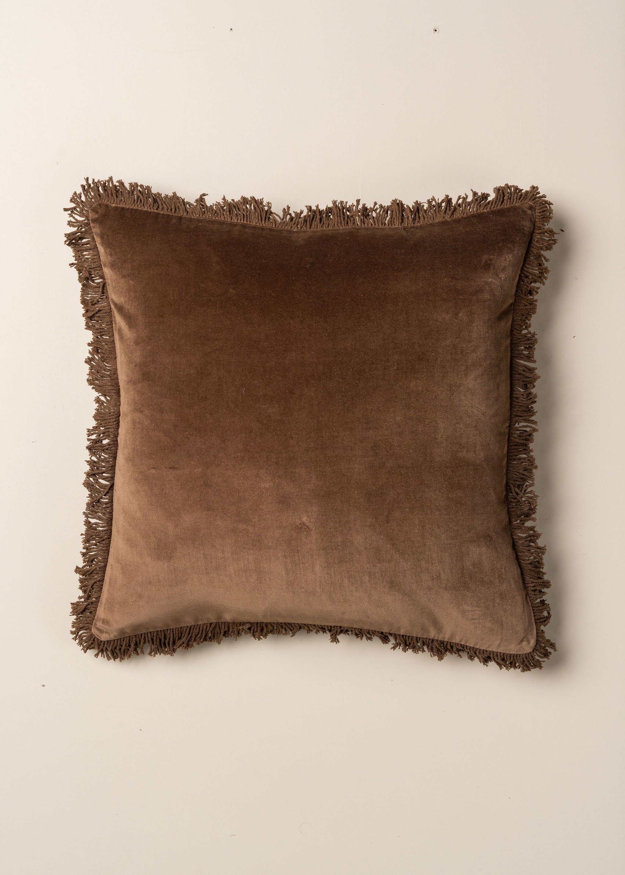 Velvet Fringed Cushion | Chocolate - Square - Square - Saardé - Saardé.
