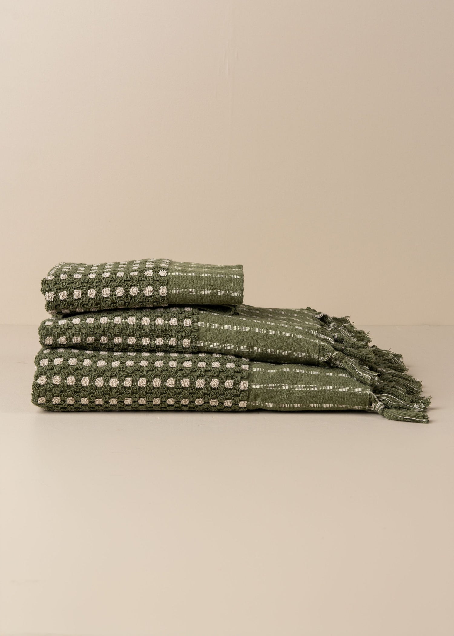 Chickpea Bath Sheet Collection - Olive/Stone - - - Saardé - Saardé.