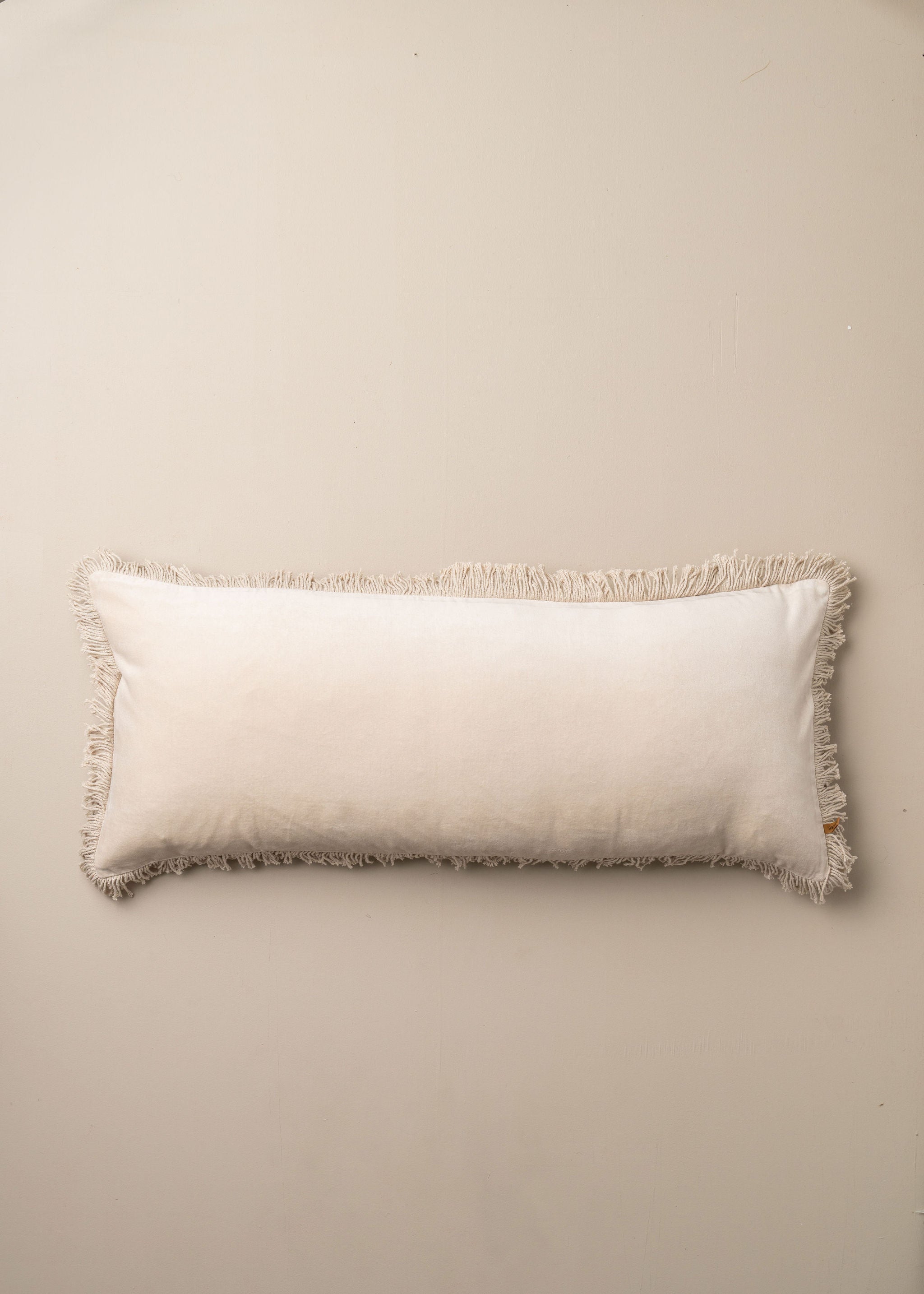 Velvet Bolster Fringed Cushion | Clay - - - Saardé - Saardé.