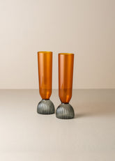 Kairos Champagne Flute | Smoke/Dark Amber | Set of 2 - - - Saardé - Saardé.