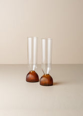 Kairos Champagne Flute | Dark Amber | Set of 2 - - - Saardé - Saardé.