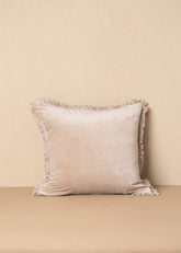 Velvet Fringed Cushion | Stone - Square - Square - Saardé - Saardé.