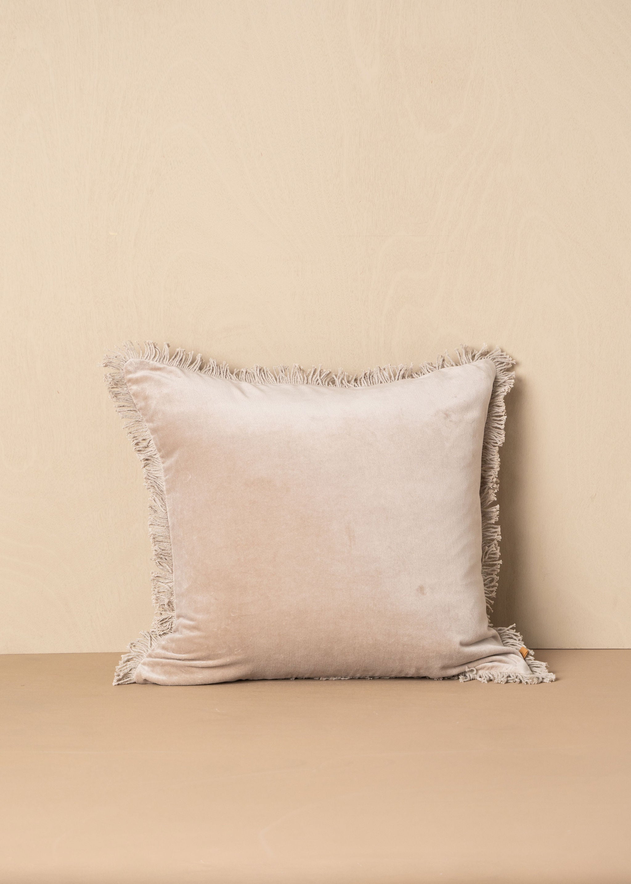 Velvet Fringed Cushion | Stone - Square - Square - Saardé - Saardé.