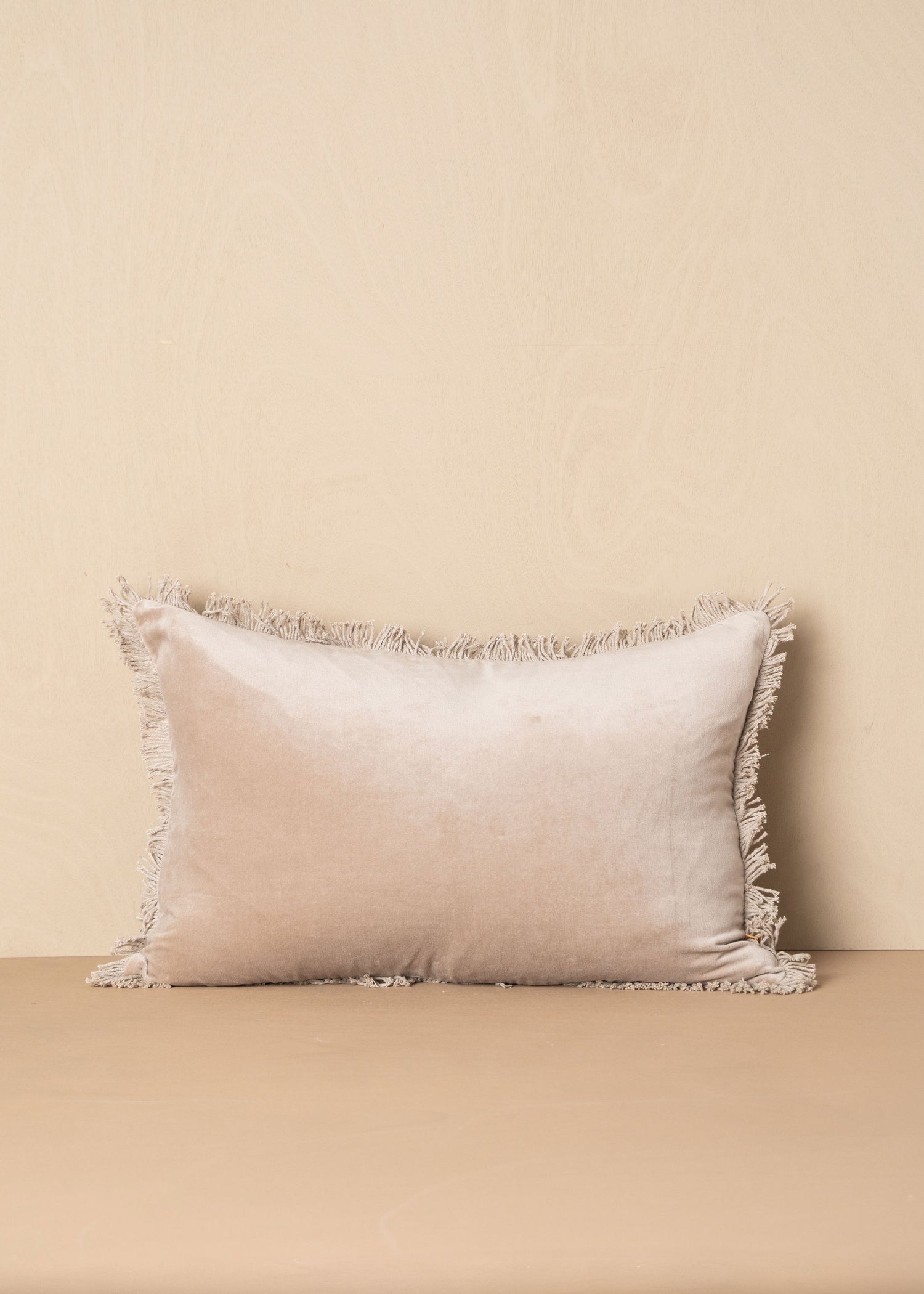 Velvet Fringed Cushion | Stone - Lumbar - Lumbar - Saardé - Saardé.