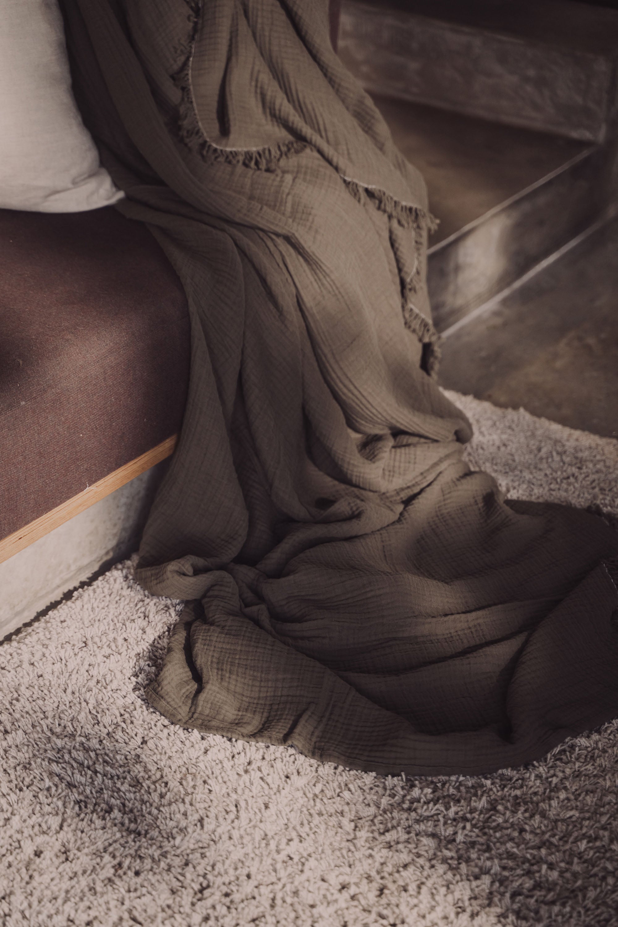 Enes Cotton Bedcover | Dark Olive - - - Saardé - Saardé.