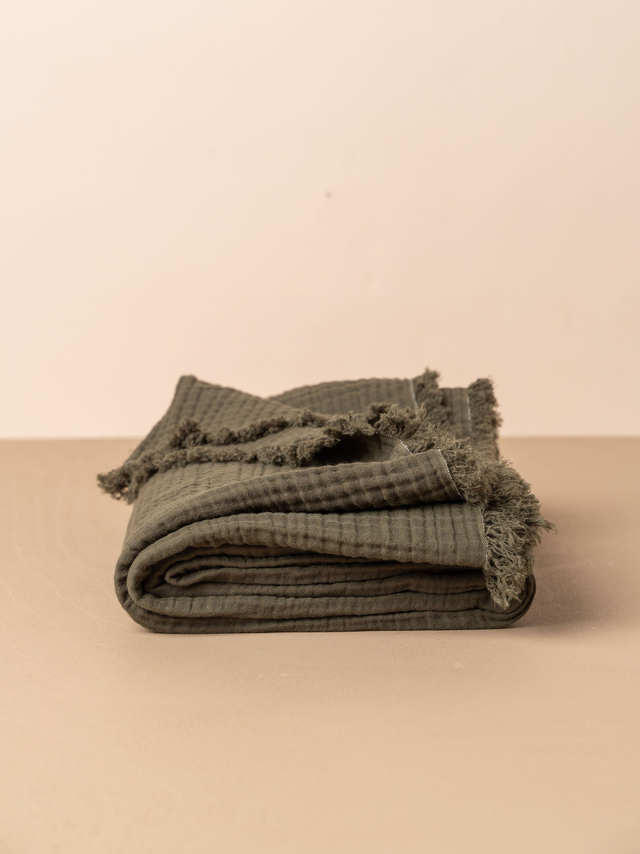 Enes Cotton Bedcover | Dark Olive - - - Saardé - Saardé.