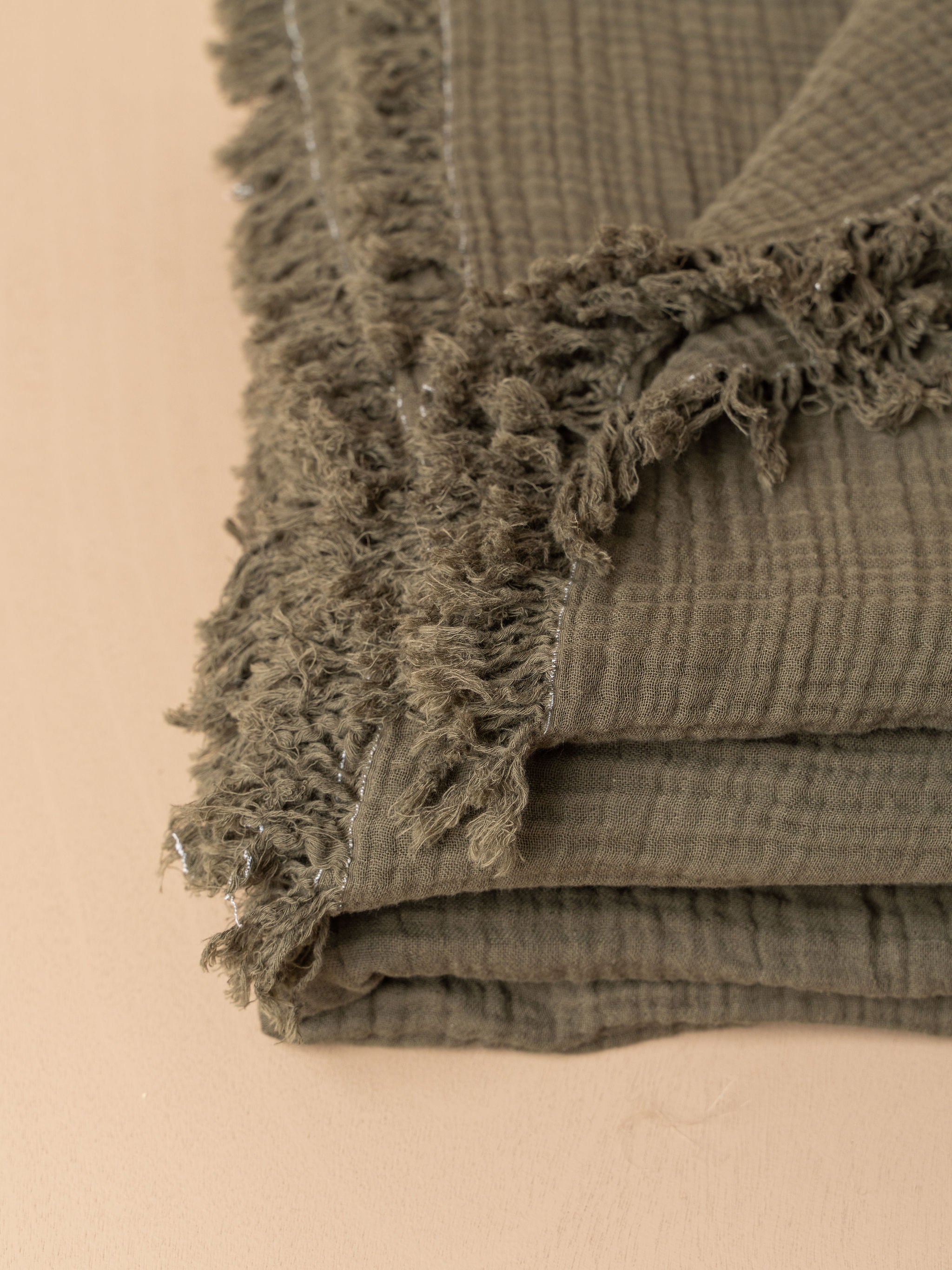 Enes Cotton Bedcover | Dark Olive - - - Saardé - Saardé.