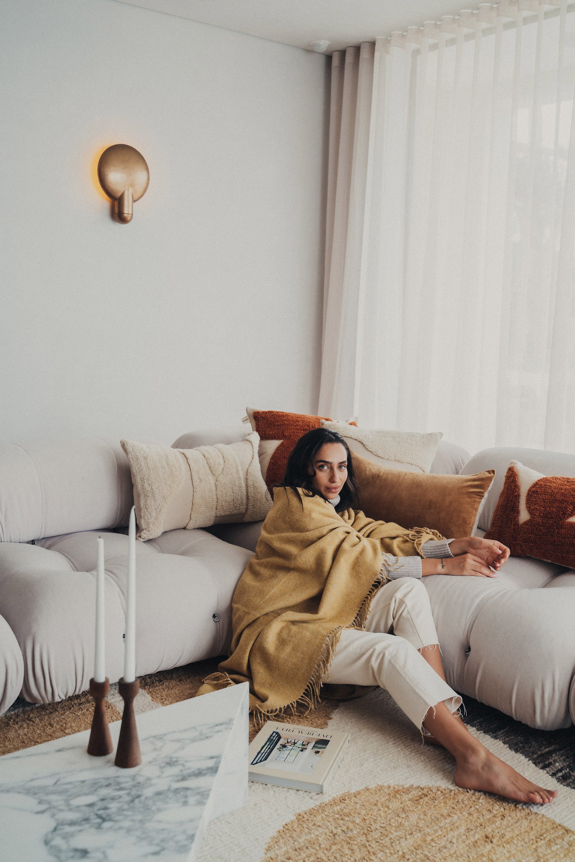 Merino Wool Throw | Mustard - - - Saardé - Saardé.