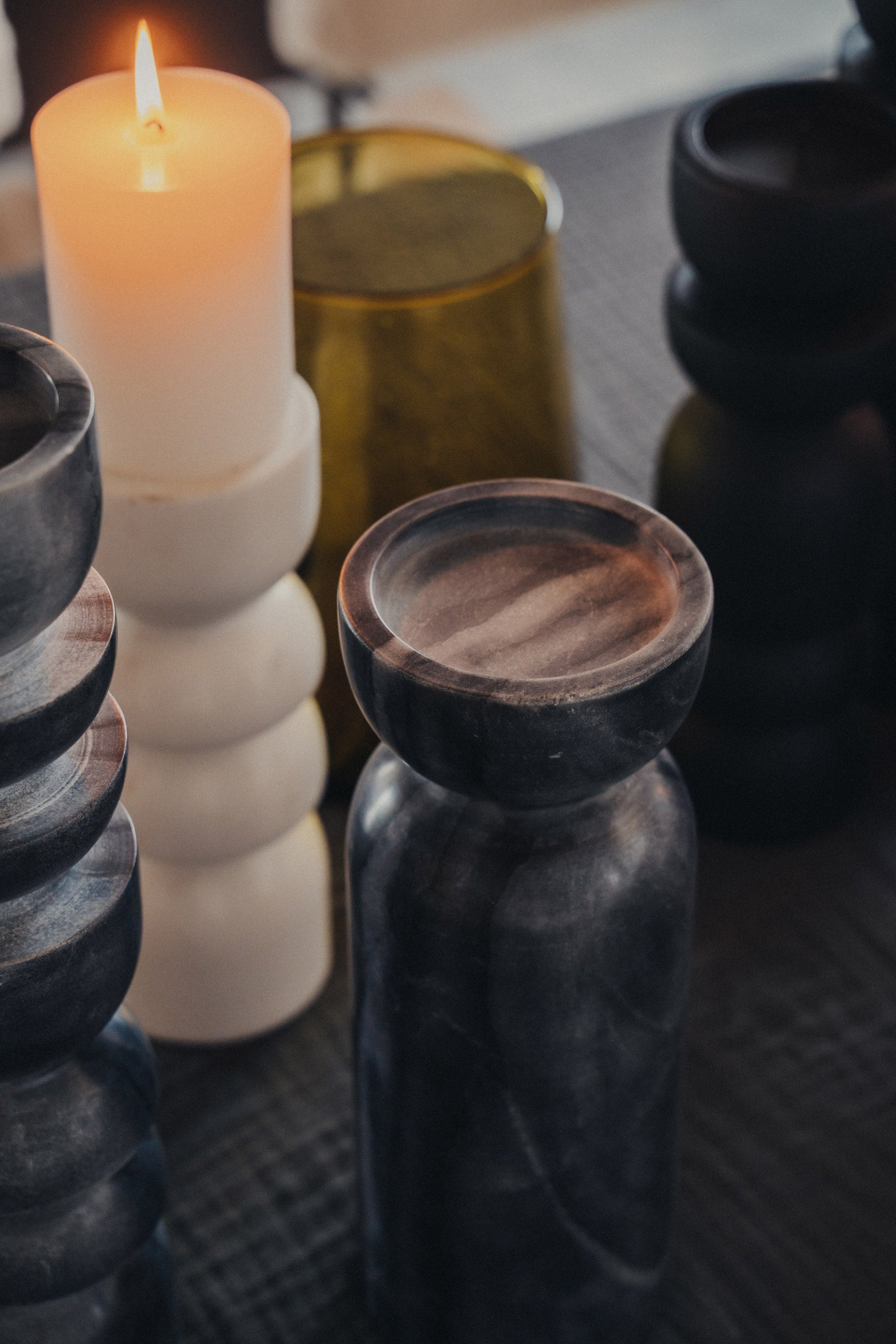 Toulin Candle Holder | Marble Black - - - Saardé - Saardé.