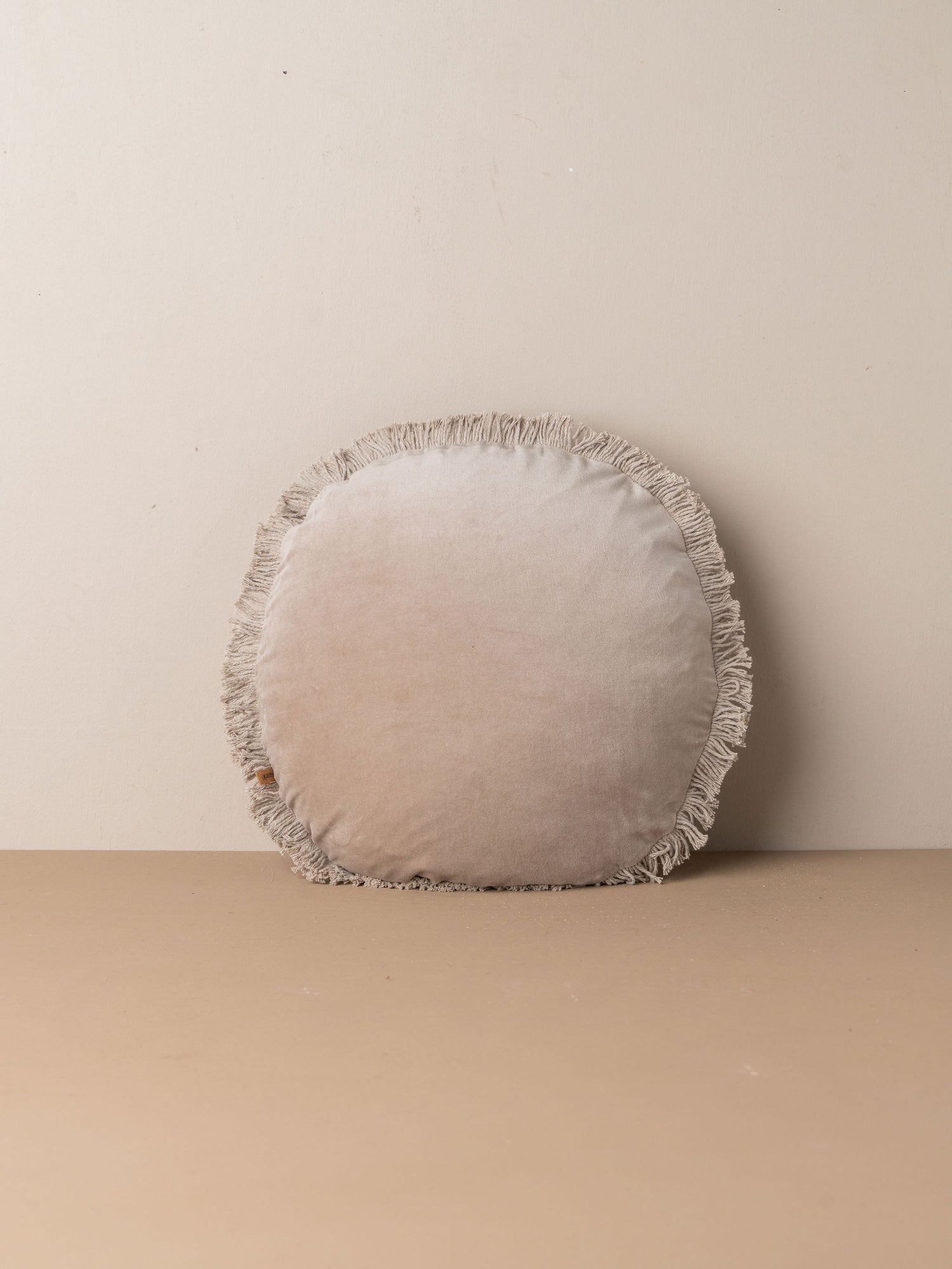 Velvet Round Fringed Cushion | Stone - Default Title - Default Title - Saardé - Saardé.