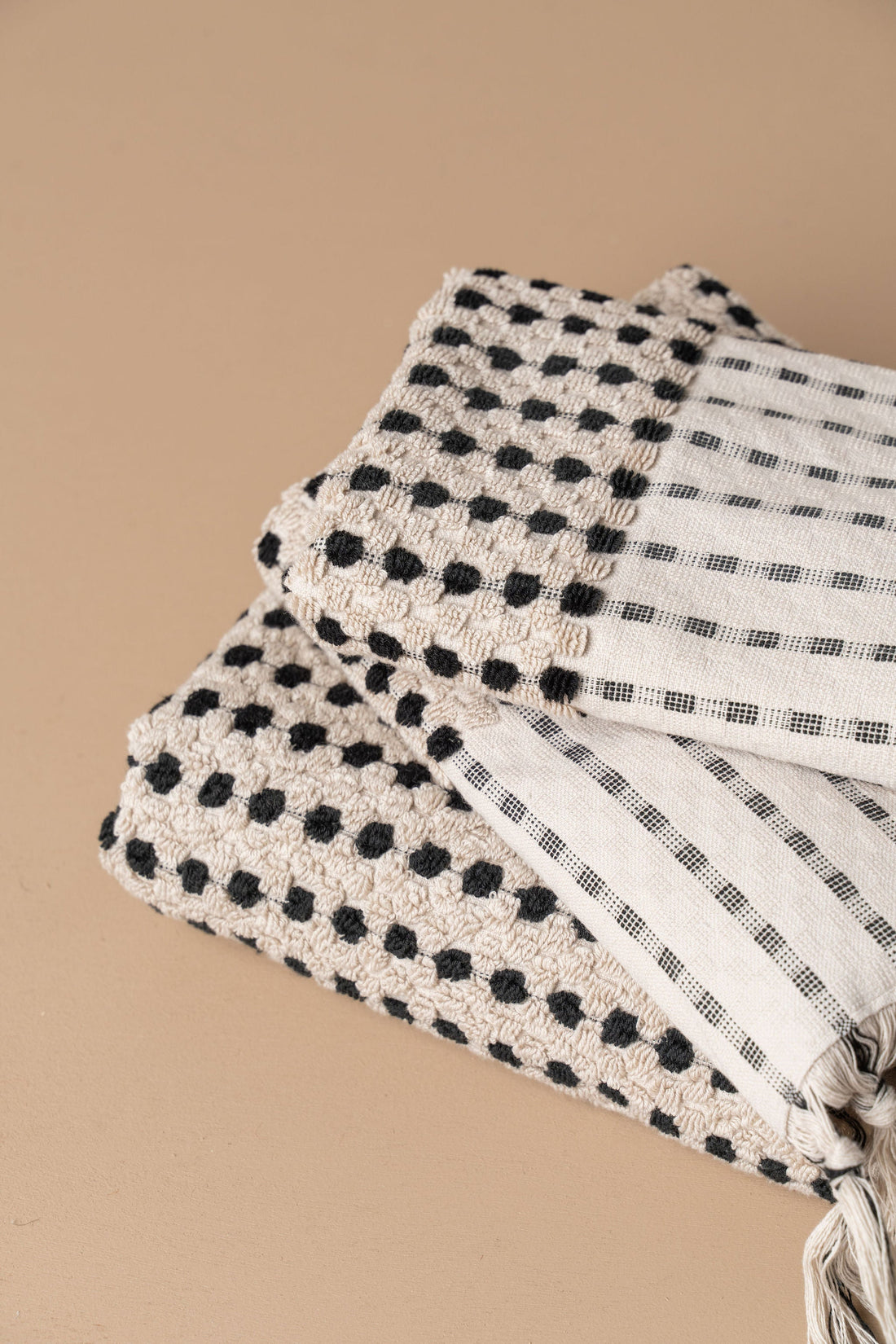 Chickpea Bath Sheet Bundle | Stone/Black - - - Saardé - Saardé.