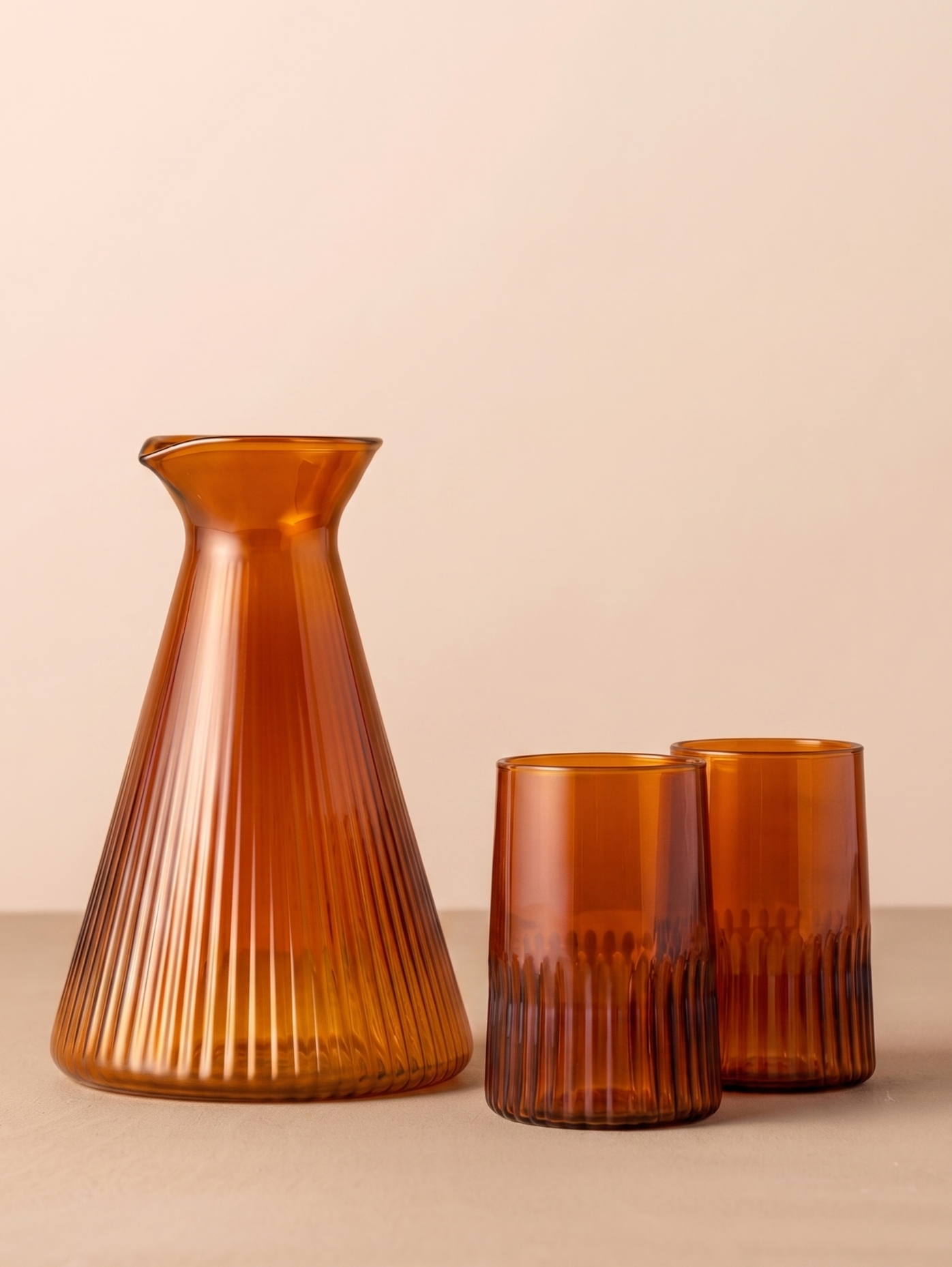 Kairos Angular Carafe Set 2 | Large | Dark Amber