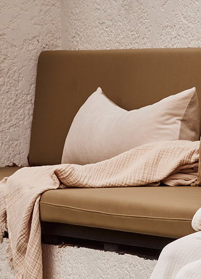 Linen/Velvet Bolster Cushion | Clay - - - Saardé - Saardé.
