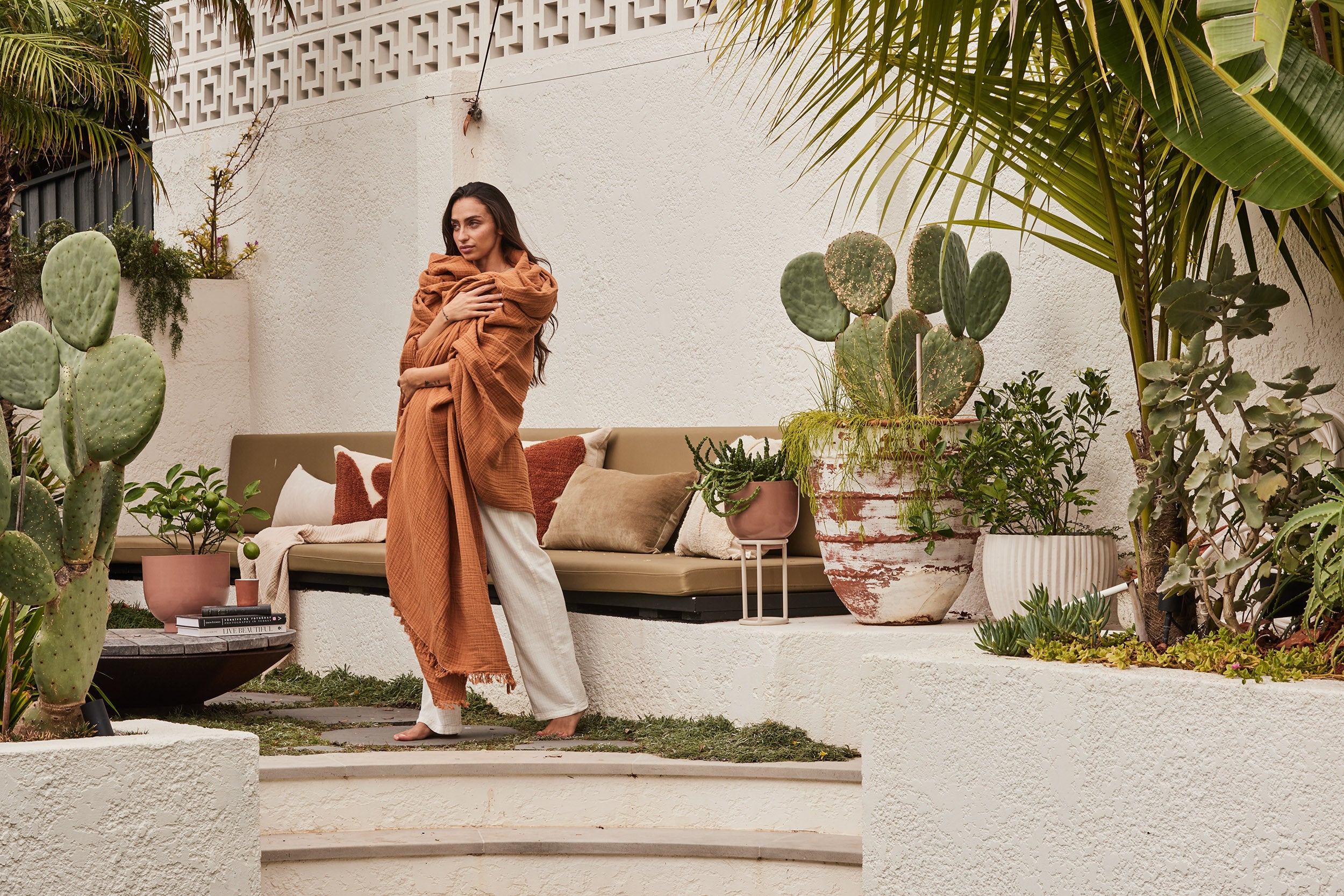 Enes Cotton Throw | Terracotta - - - Saardé - Saardé.