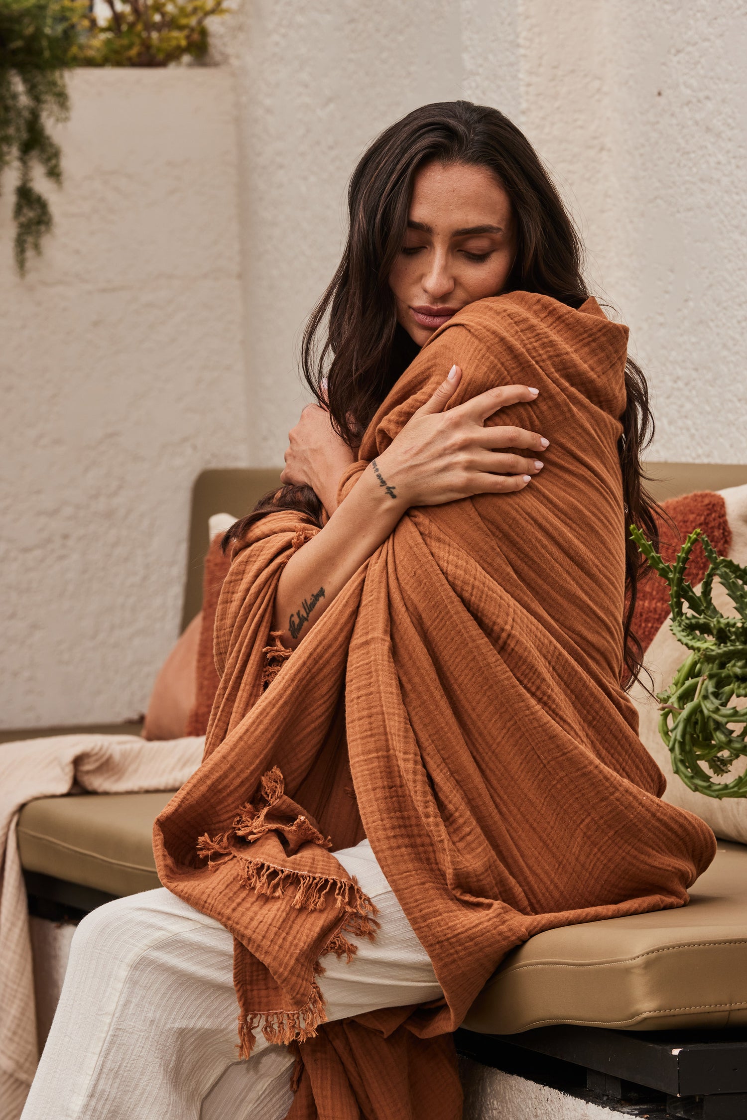 Enes Cotton Bedcover | Terracotta - - - Saardé - Saardé.