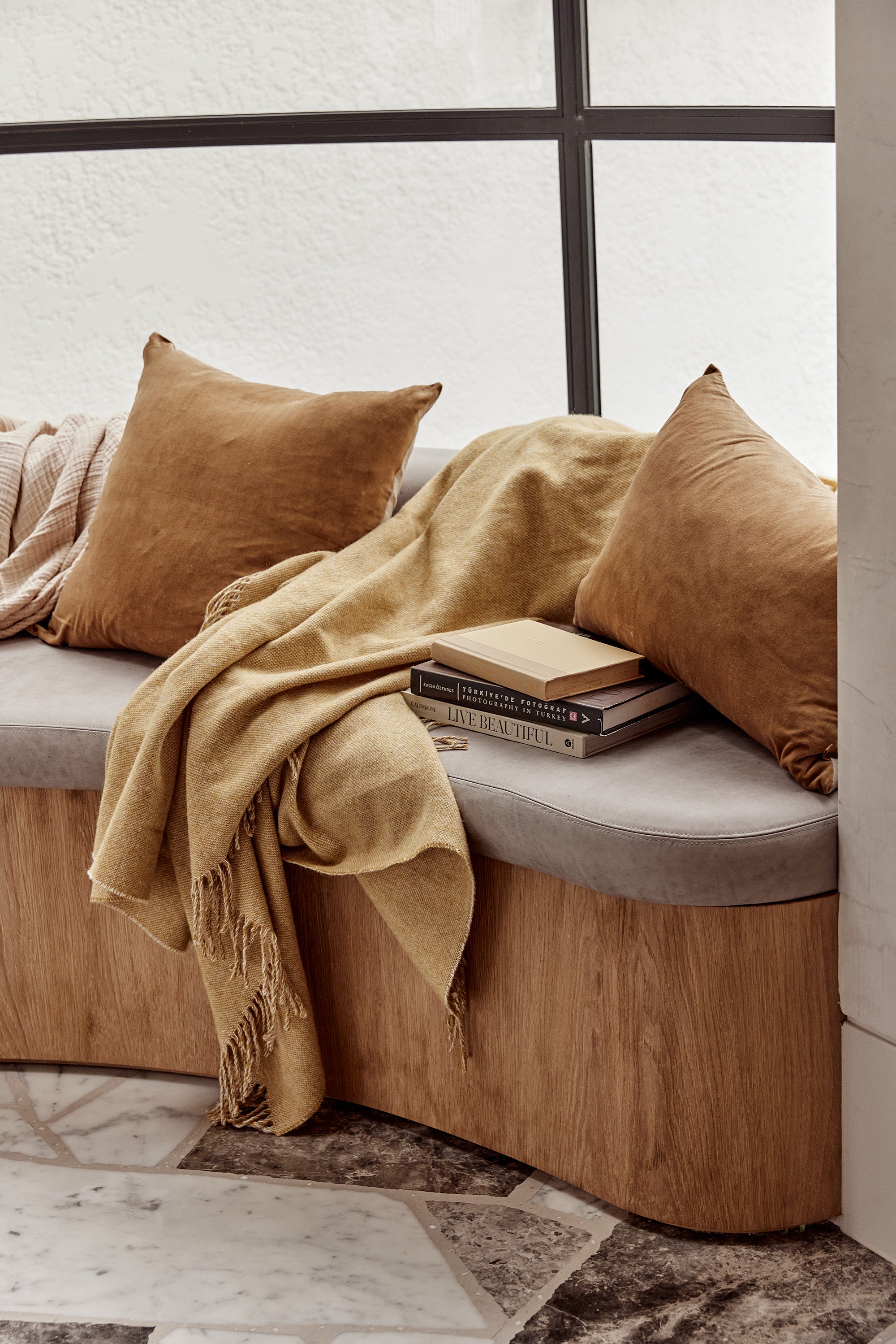 Linen/Velvet Cushion Range | Nutmeg - - - Saardé - Saardé.