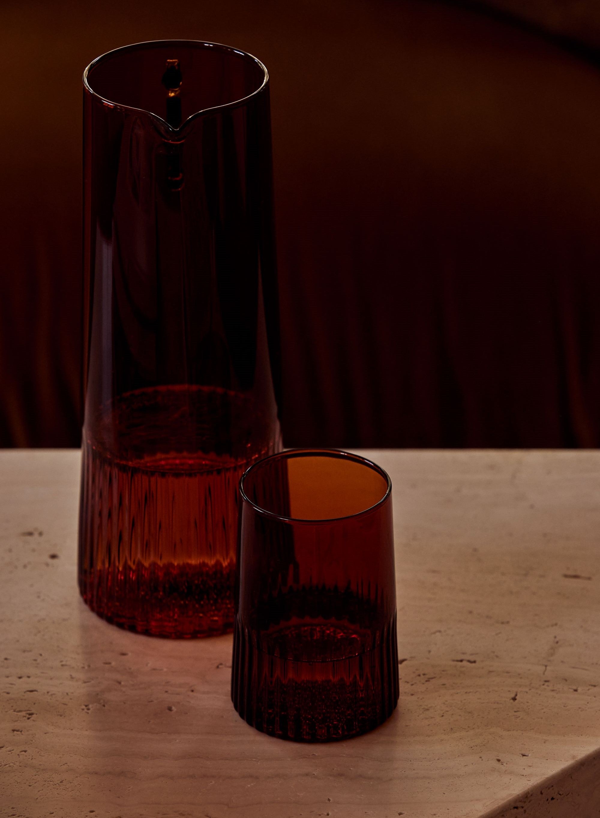 Kairos Large Water Glass | Dark Amber | Set of 2 - - - Saardé - Saardé.