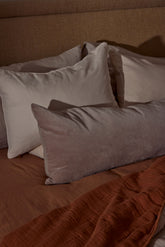 Linen/Velvet Bolster Cushion | Stone -  -  - Saardé - Saardé.