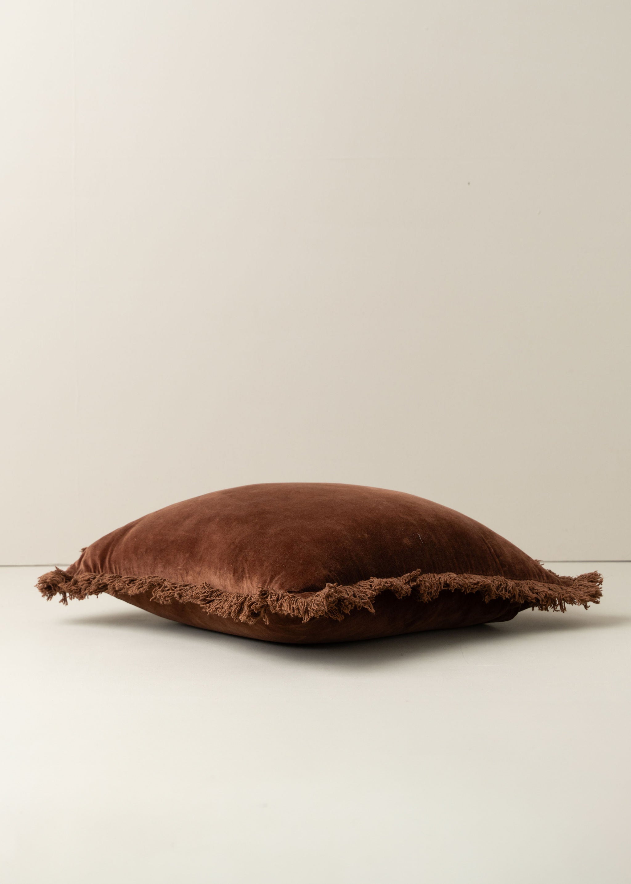Velvet Fringed Cushion | Chocolate - - - Saardé - Saardé.